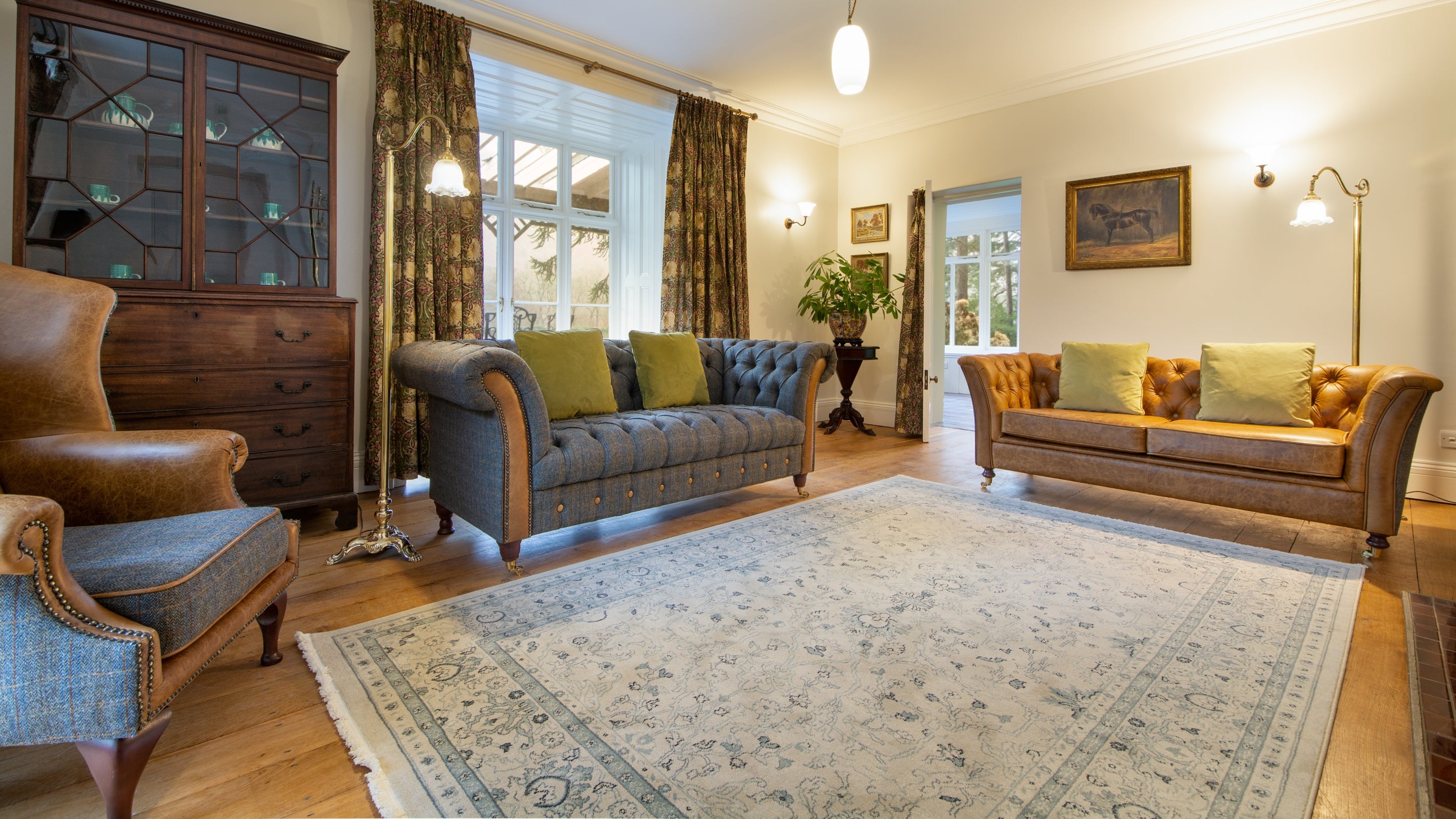 The small lounge at Craflwyn Hall, Gwynedd