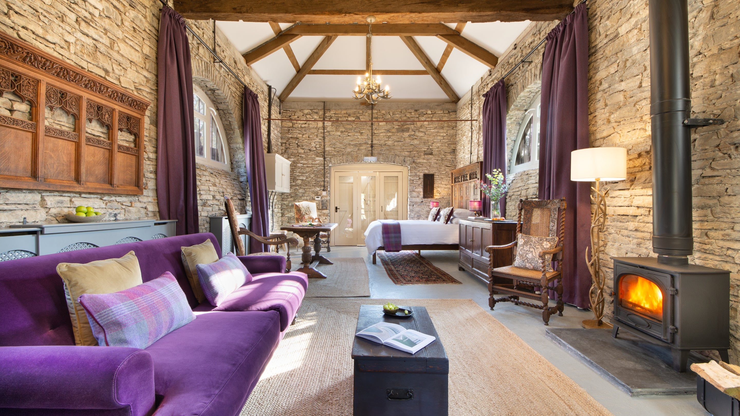 The open-plan living room at Dinefwr Deer Lodge, Carmarthenshire