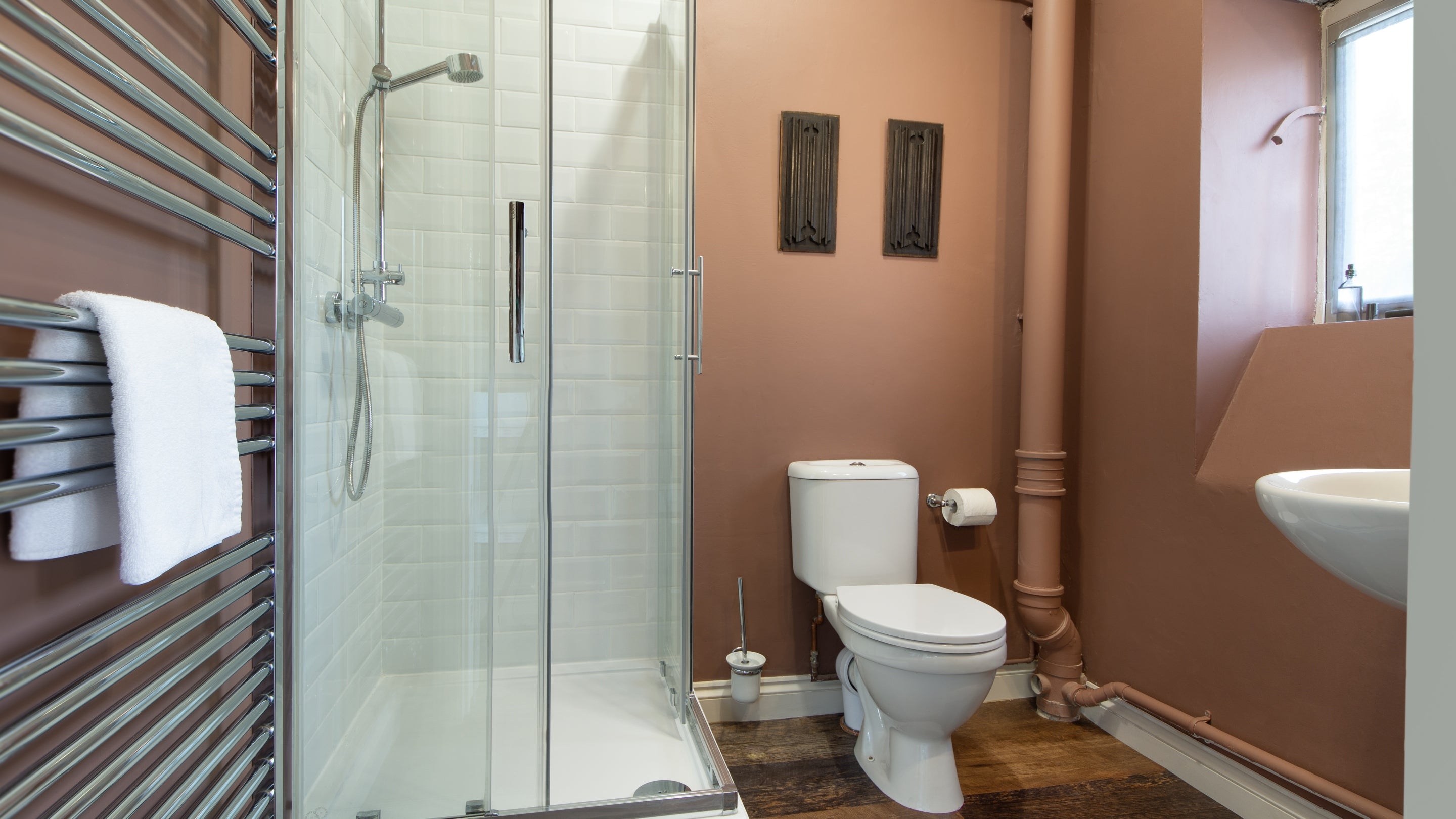 The shower room at Dinefwr Deer Lodge, Carmarthenshire