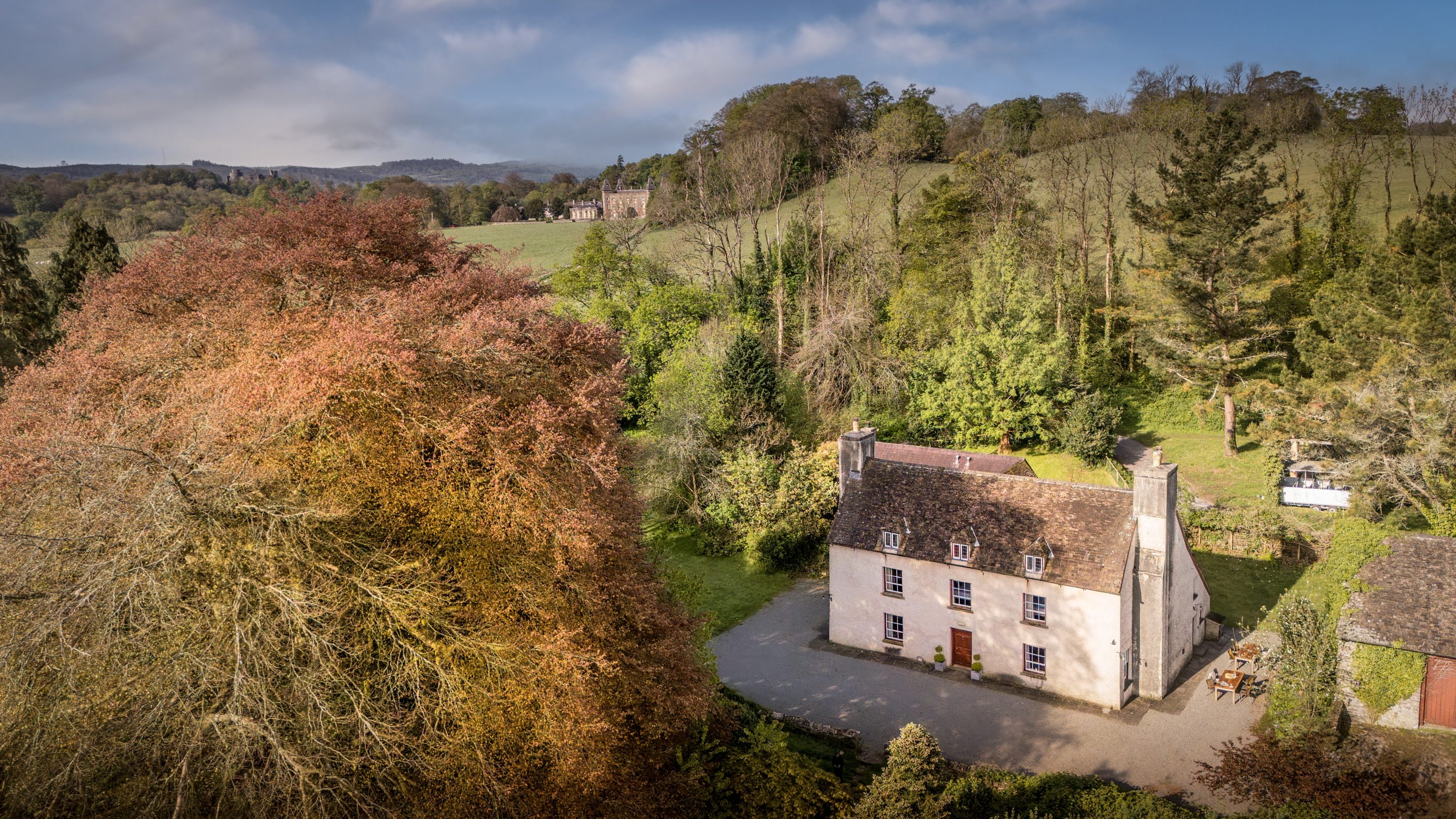 An aerial view of Dinefwr Home Farm, Carmarthenshire
