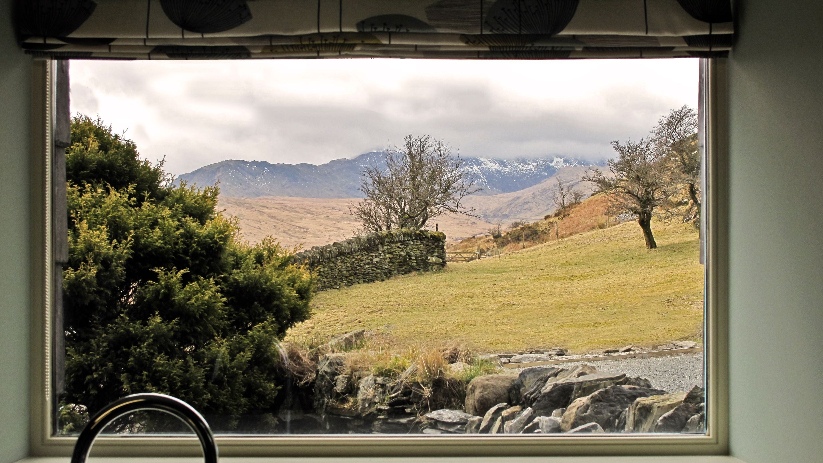 The view from the kitchen window at Dyffryn Mymbyr Farm House, Conwy