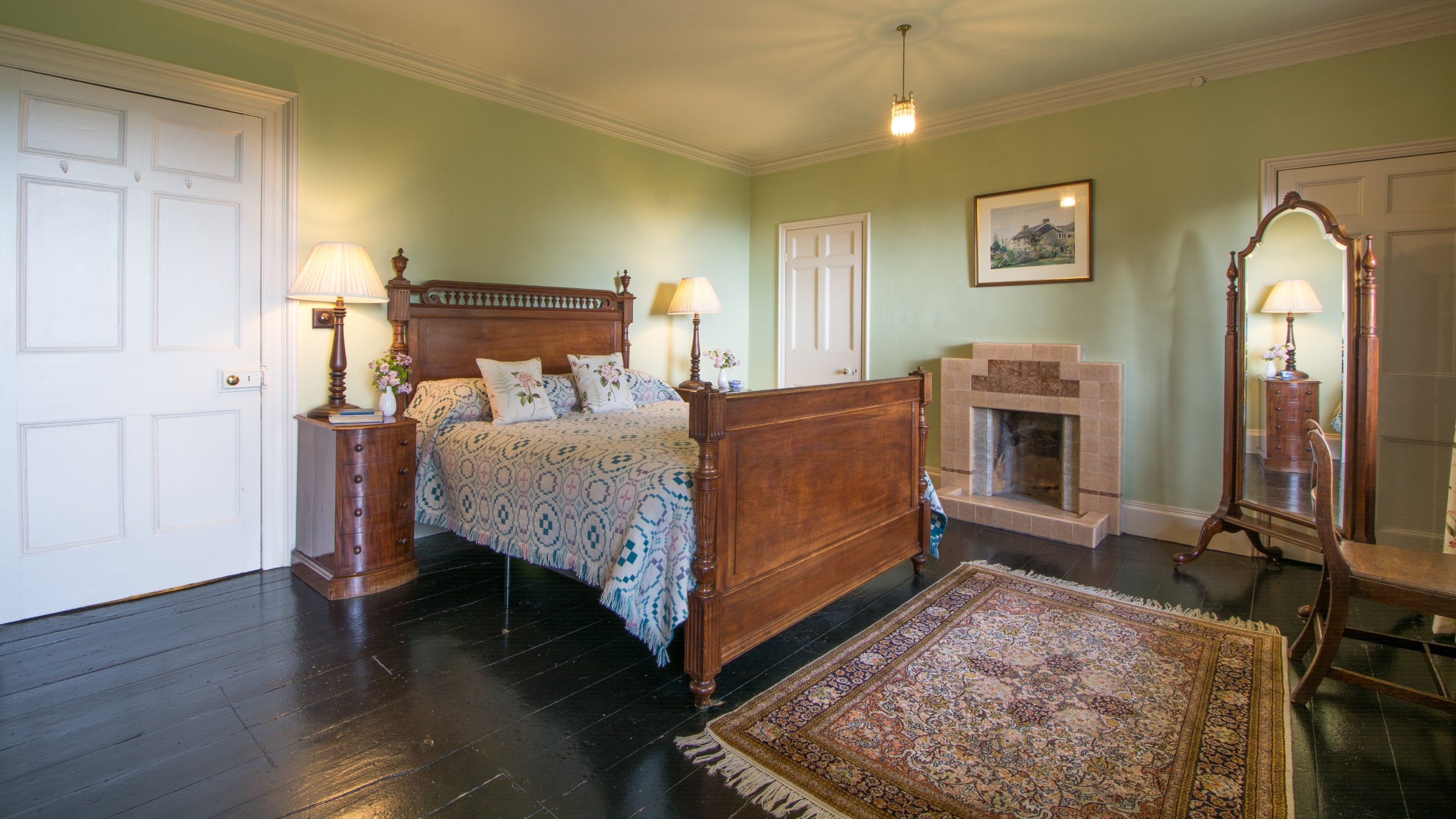 One of the double bedrooms at Egryn, Wales