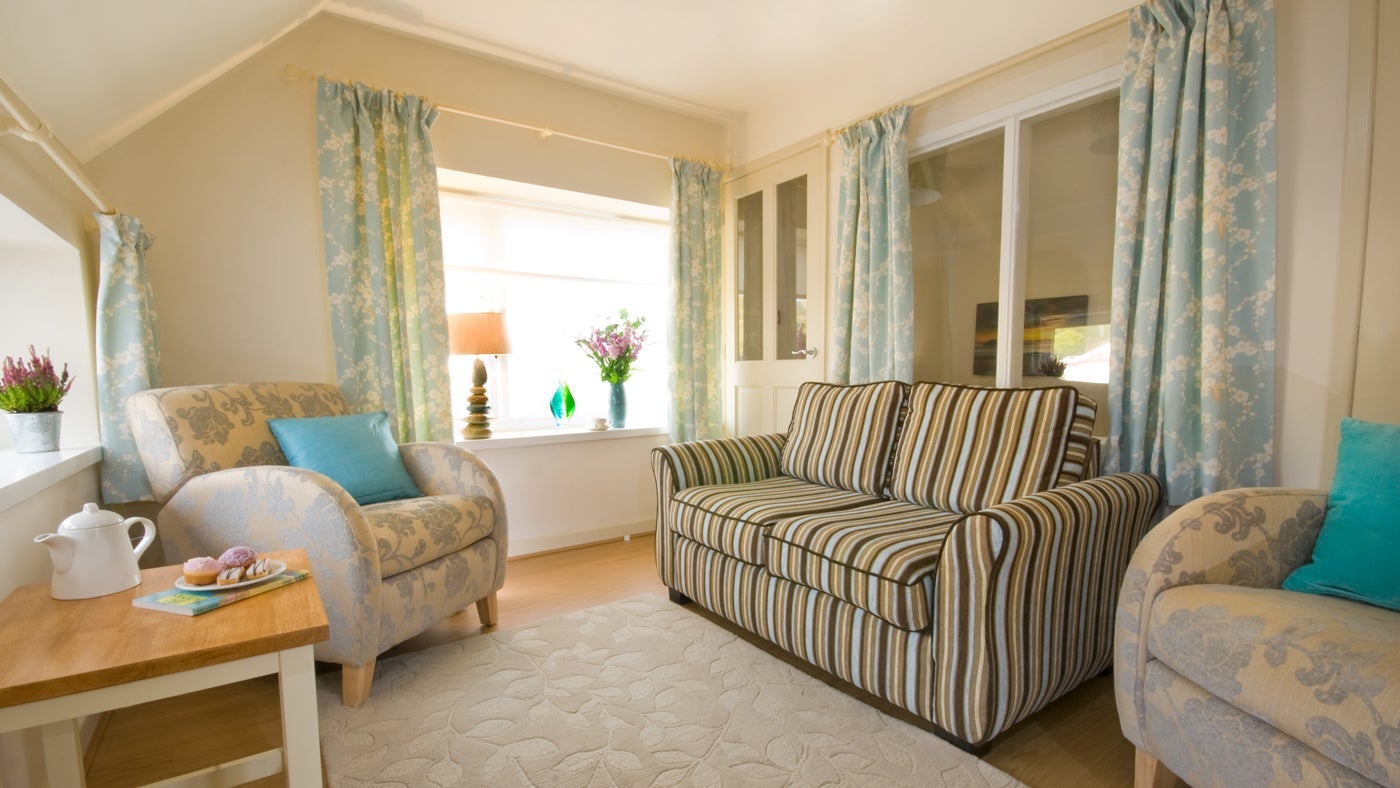 Sitting area at Enlli, Pwllheli, Gwynedd