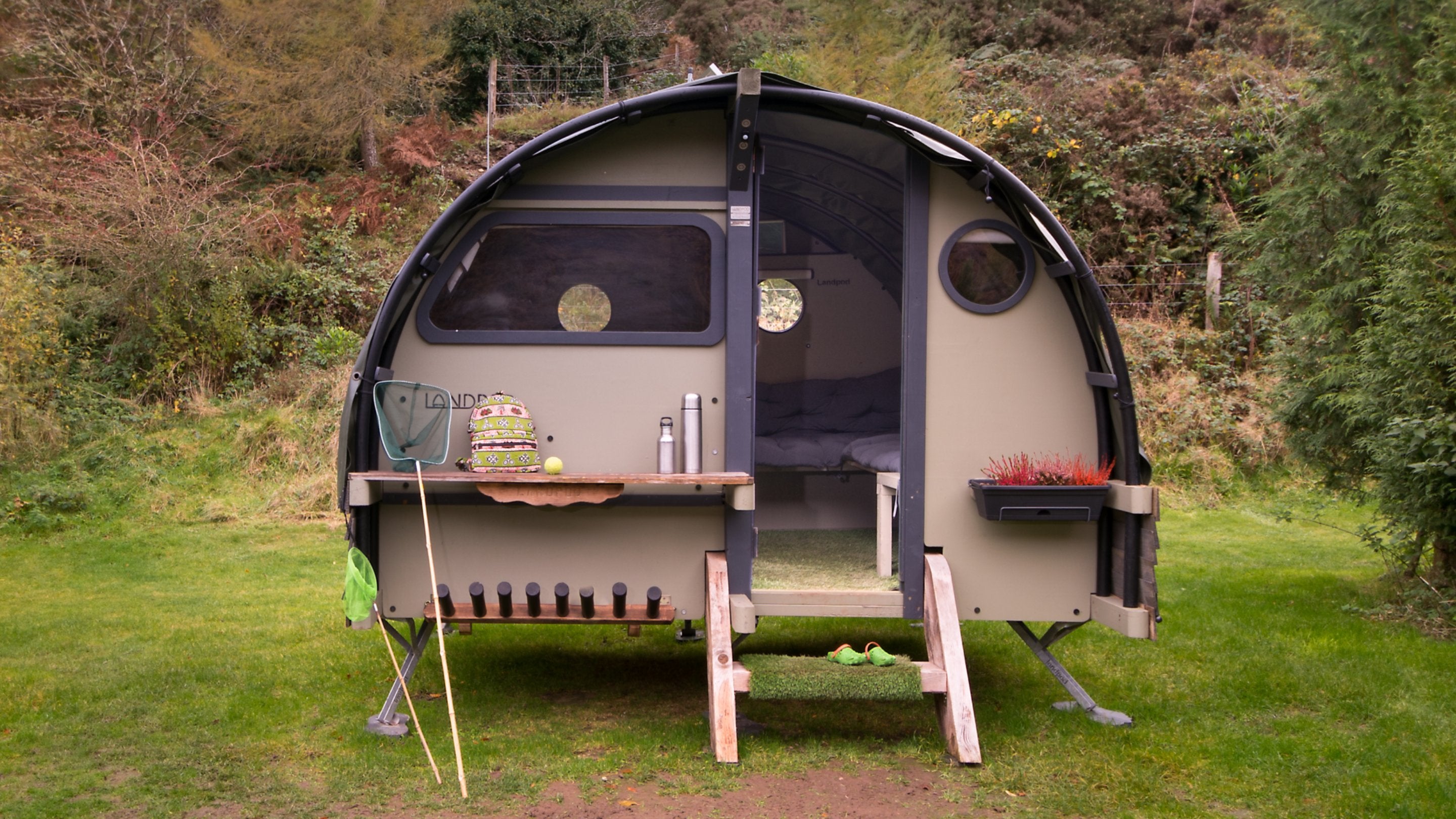The exterior of a landpod
