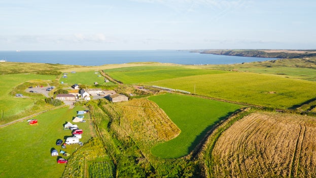 An aerial view of Gupton Farm Campsite in Pembrokeshire