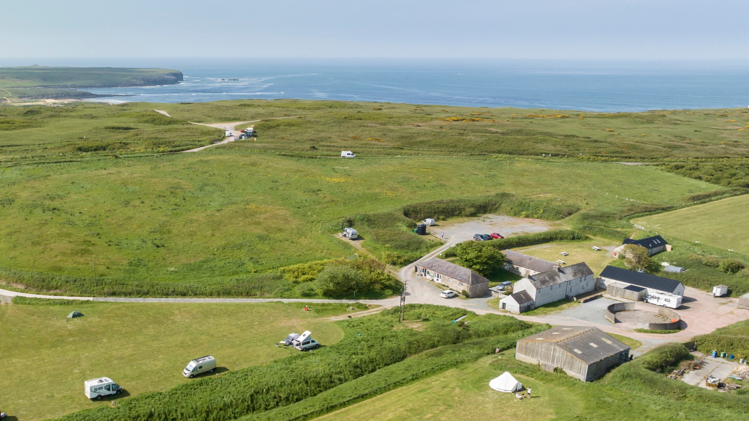 An aerial view of Gupton Farm Campsite, Pembrokeshire