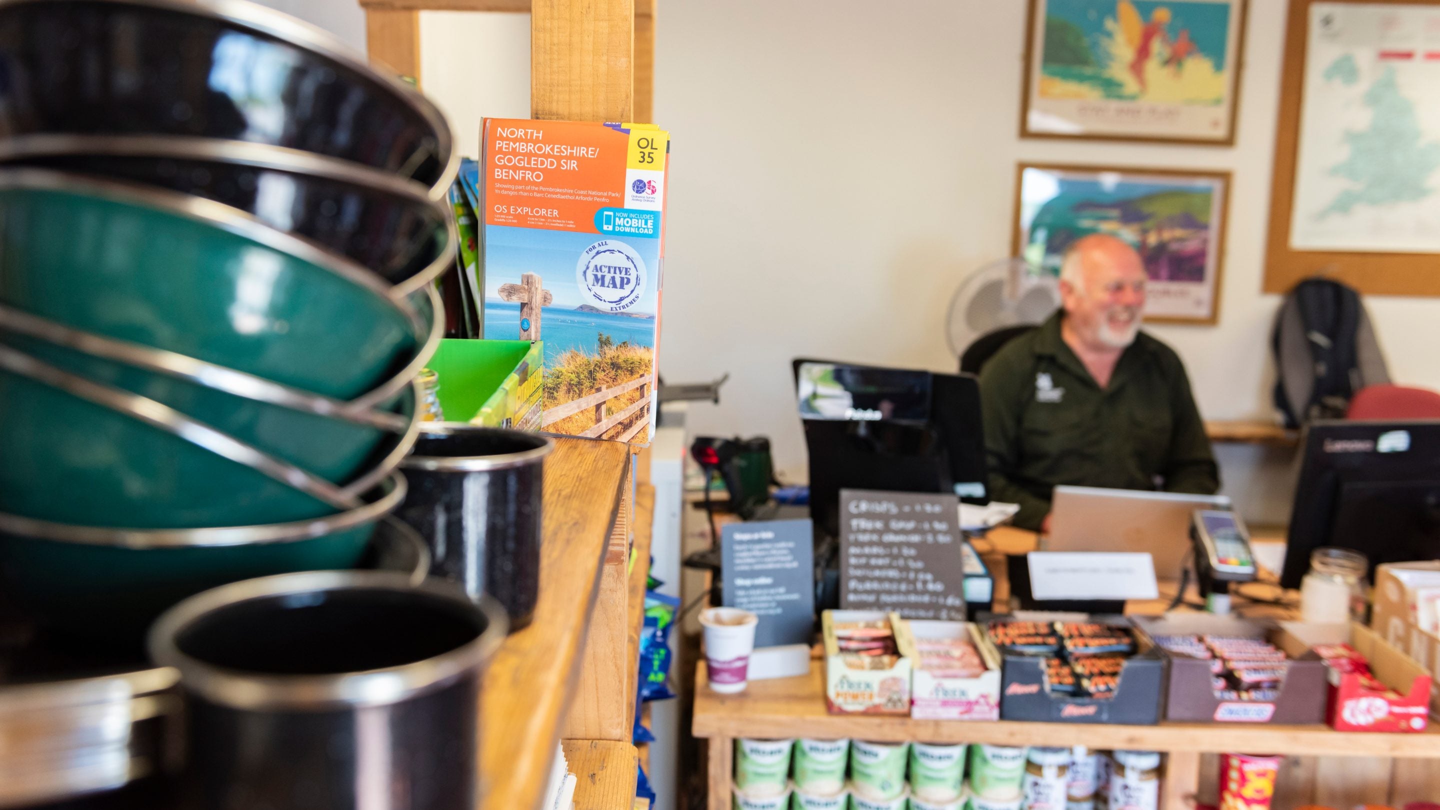 The reception and shop at Gupton Farm Campsite, Pembrokeshire