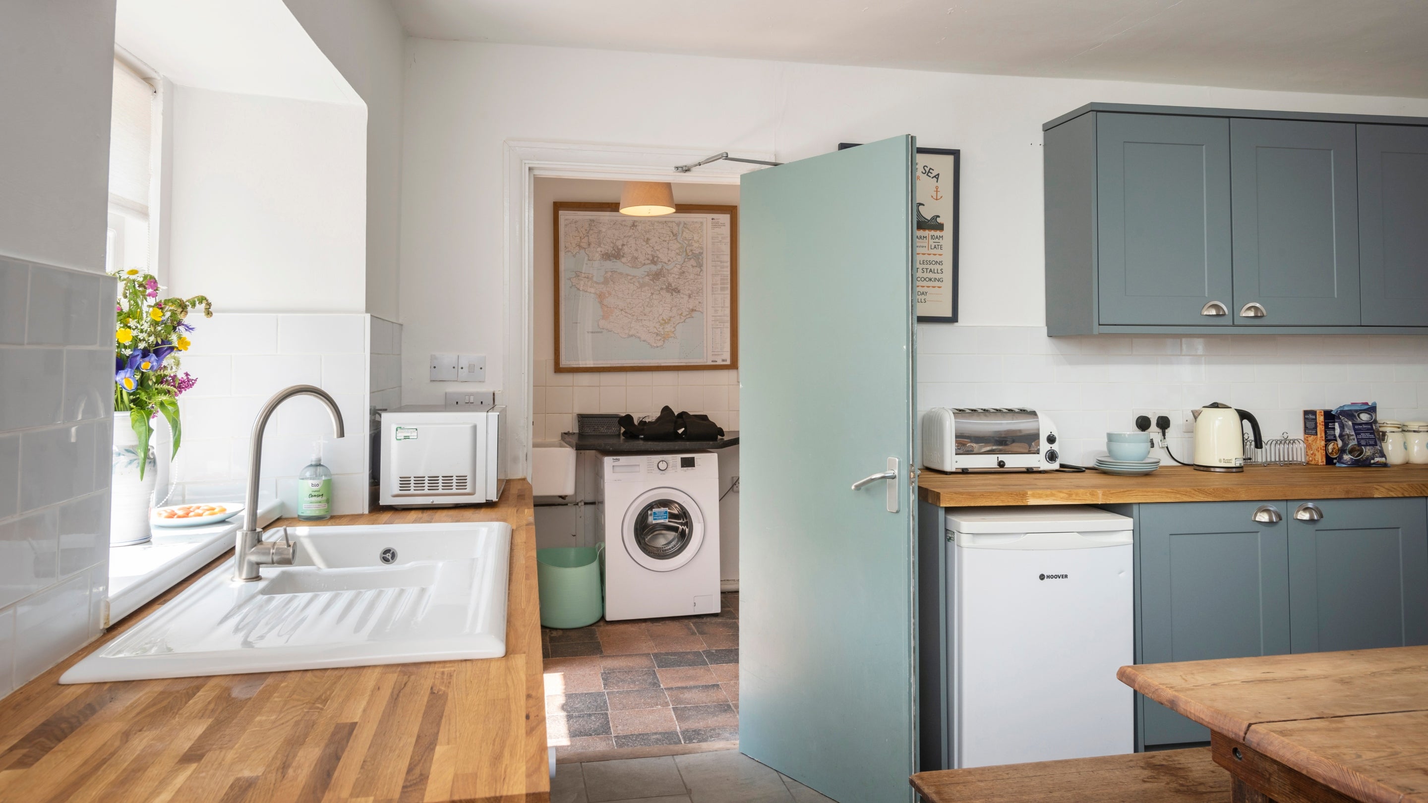 The kitchen and dining room at Gupton Bunkhouse, Pembrokeshire