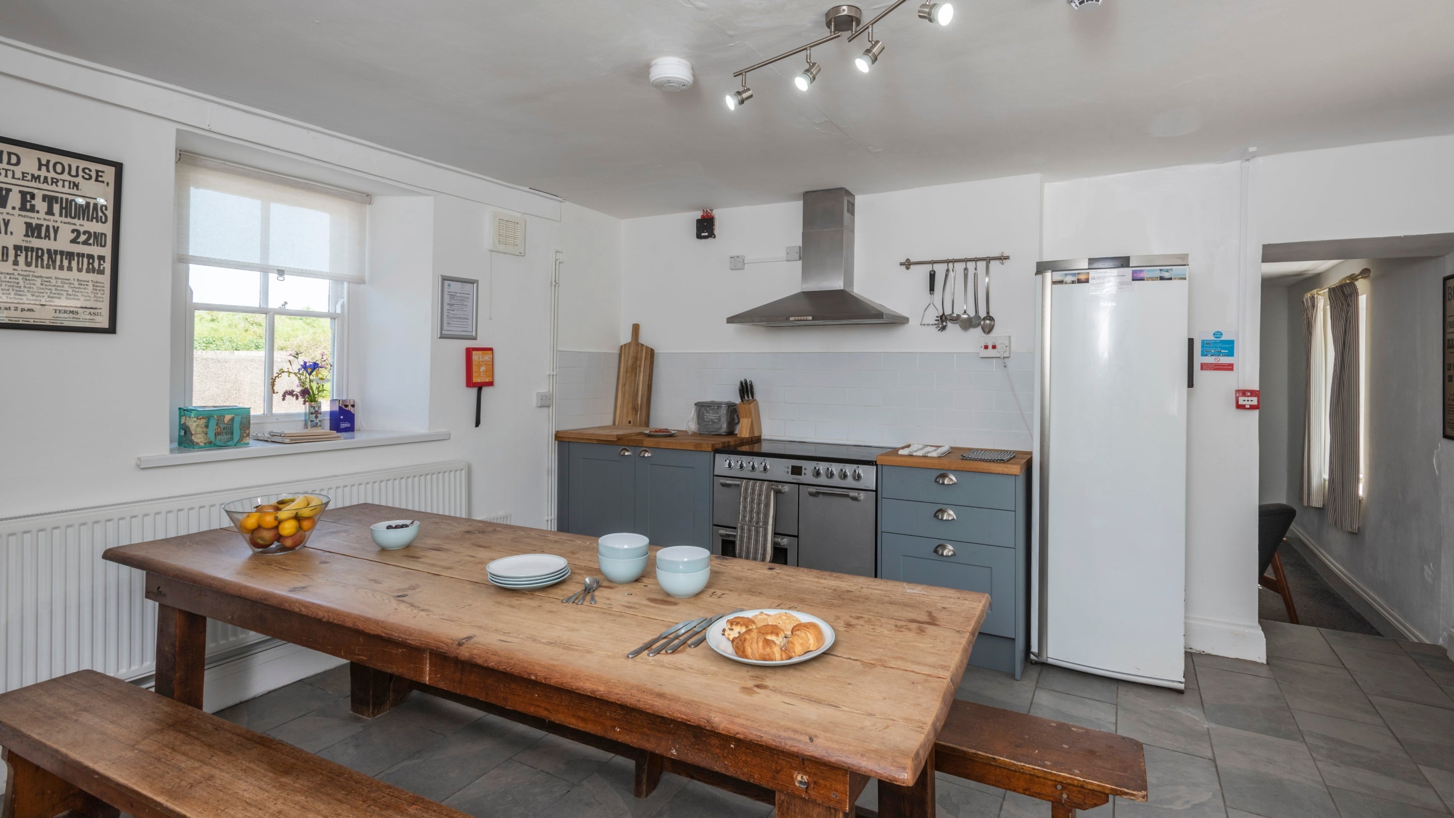 The kitchen and dining room at Gupton Bunkhouse, Pembrokeshire