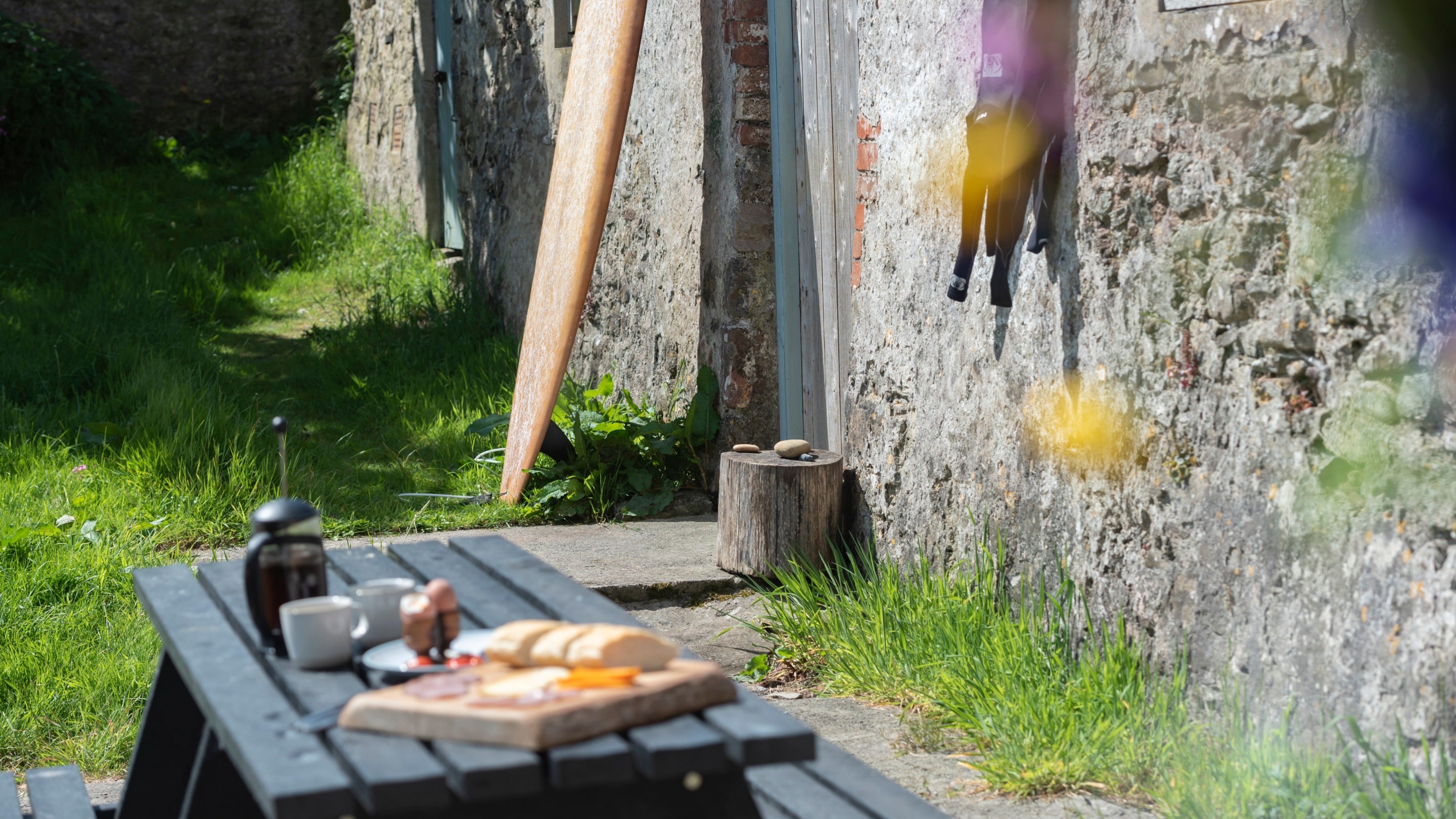 The outdoor seating at Gupton Bunkhouse, Pembrokeshire