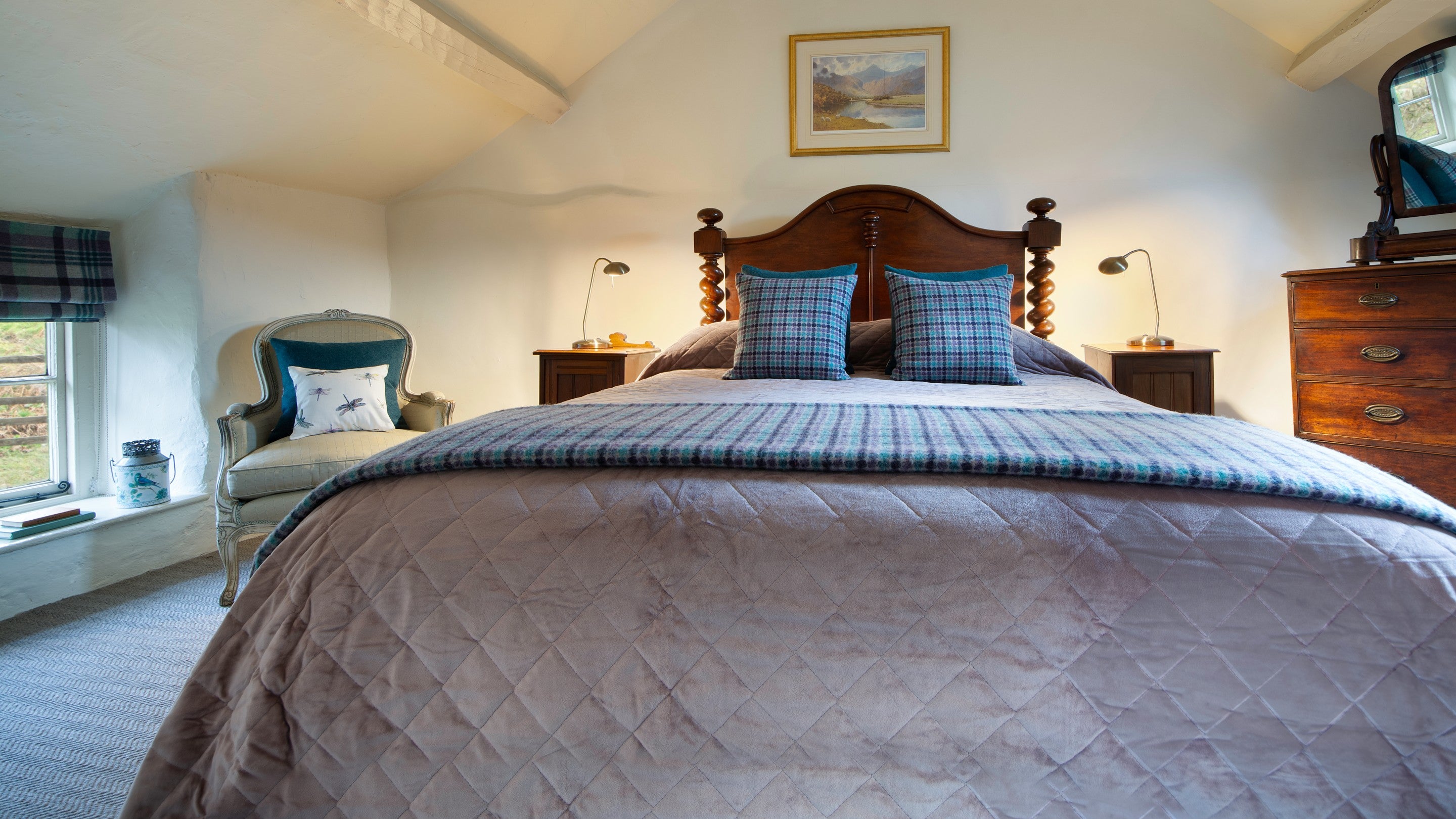 The double bedroom at Hafod y Fedw, Gwynedd