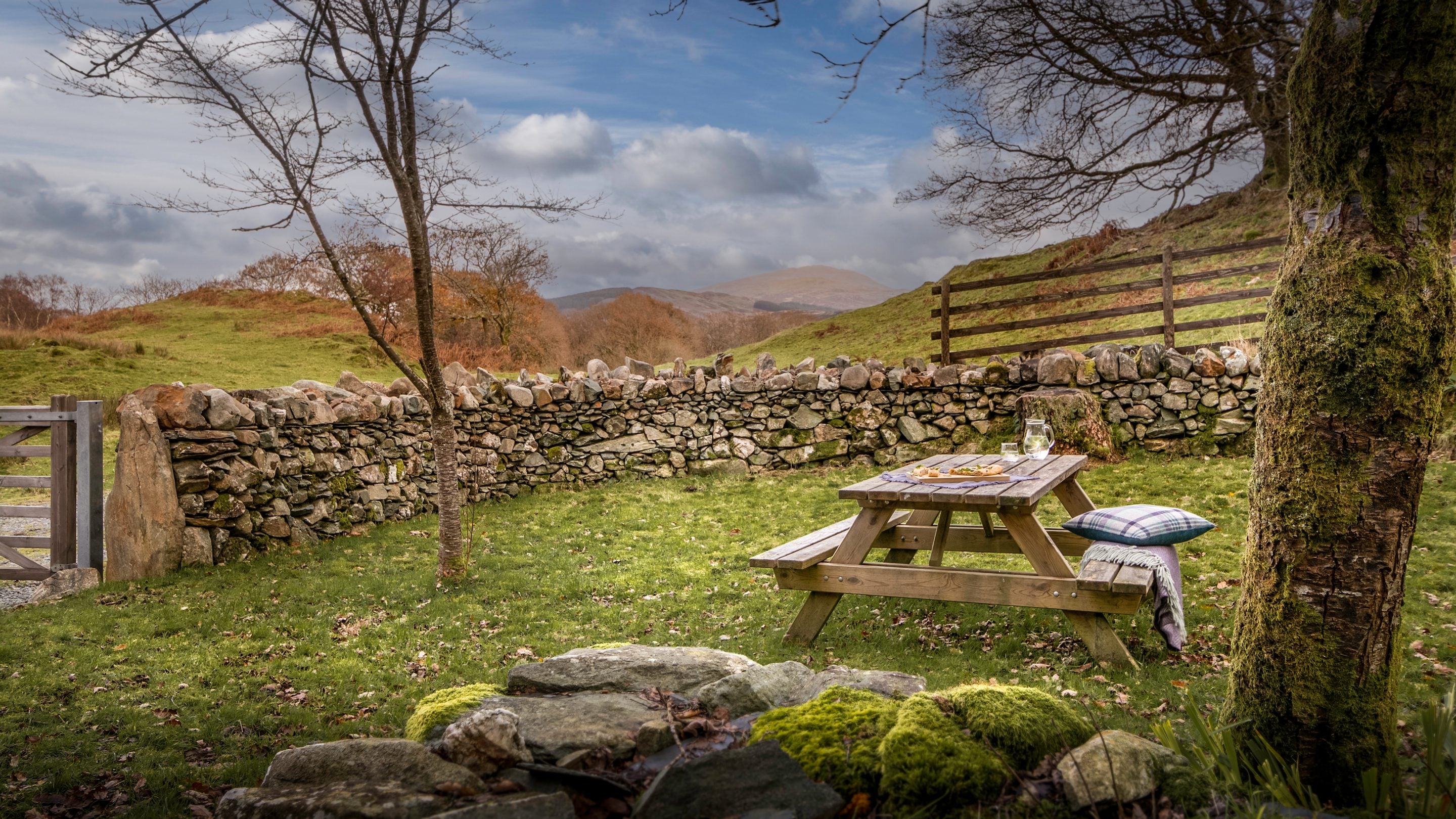 The outside space at Hafod y Fedw, Gwynedd
