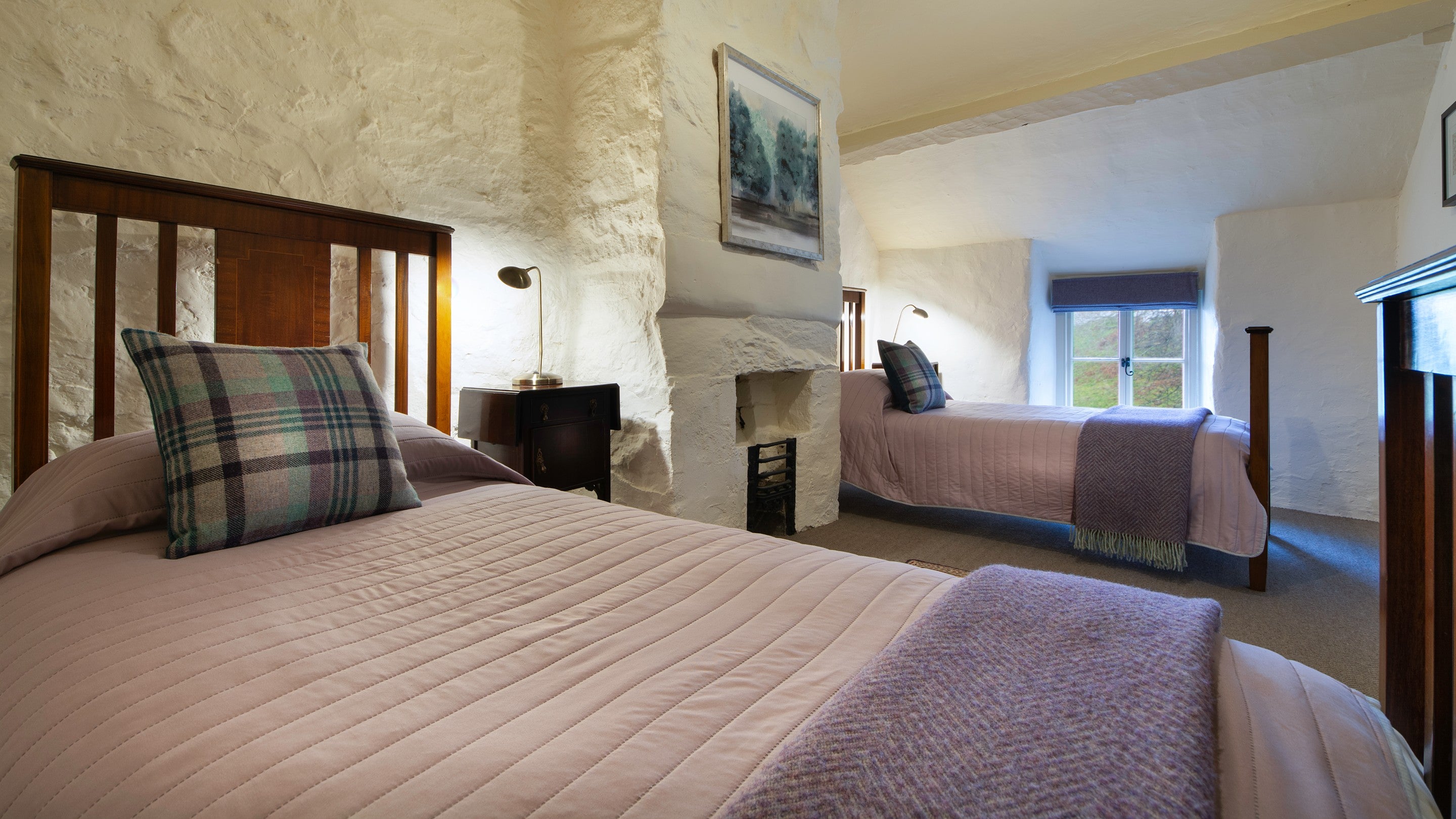 The twin bedroom at Hafod y Fedw, Gwynedd