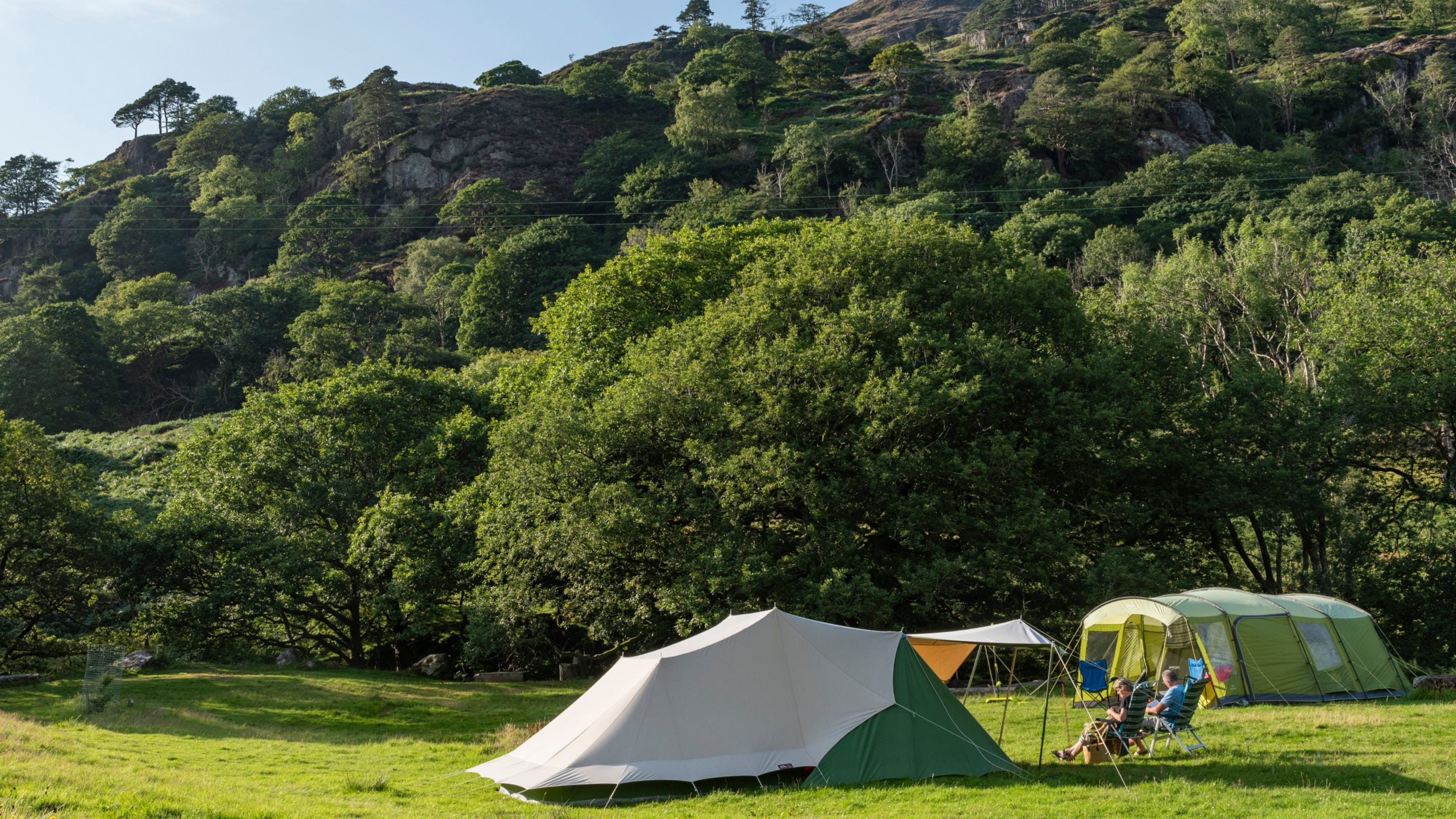 Tents pitched at Hafod y Llan Campsite, Gwynedd