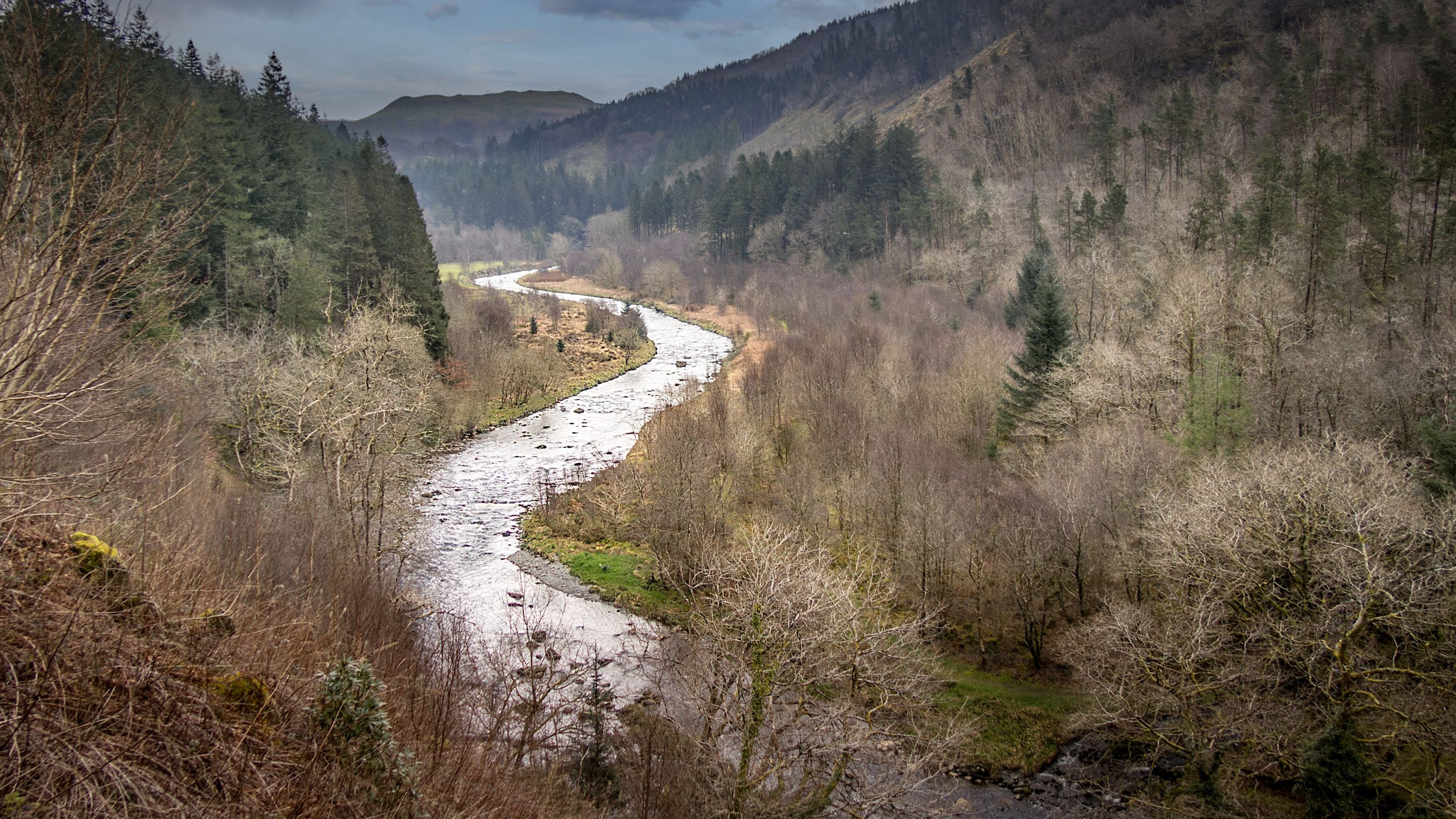 The River Ystwyth running through the Hafod Estate in winter, near Hawthorn Cottage, Ceredigion
