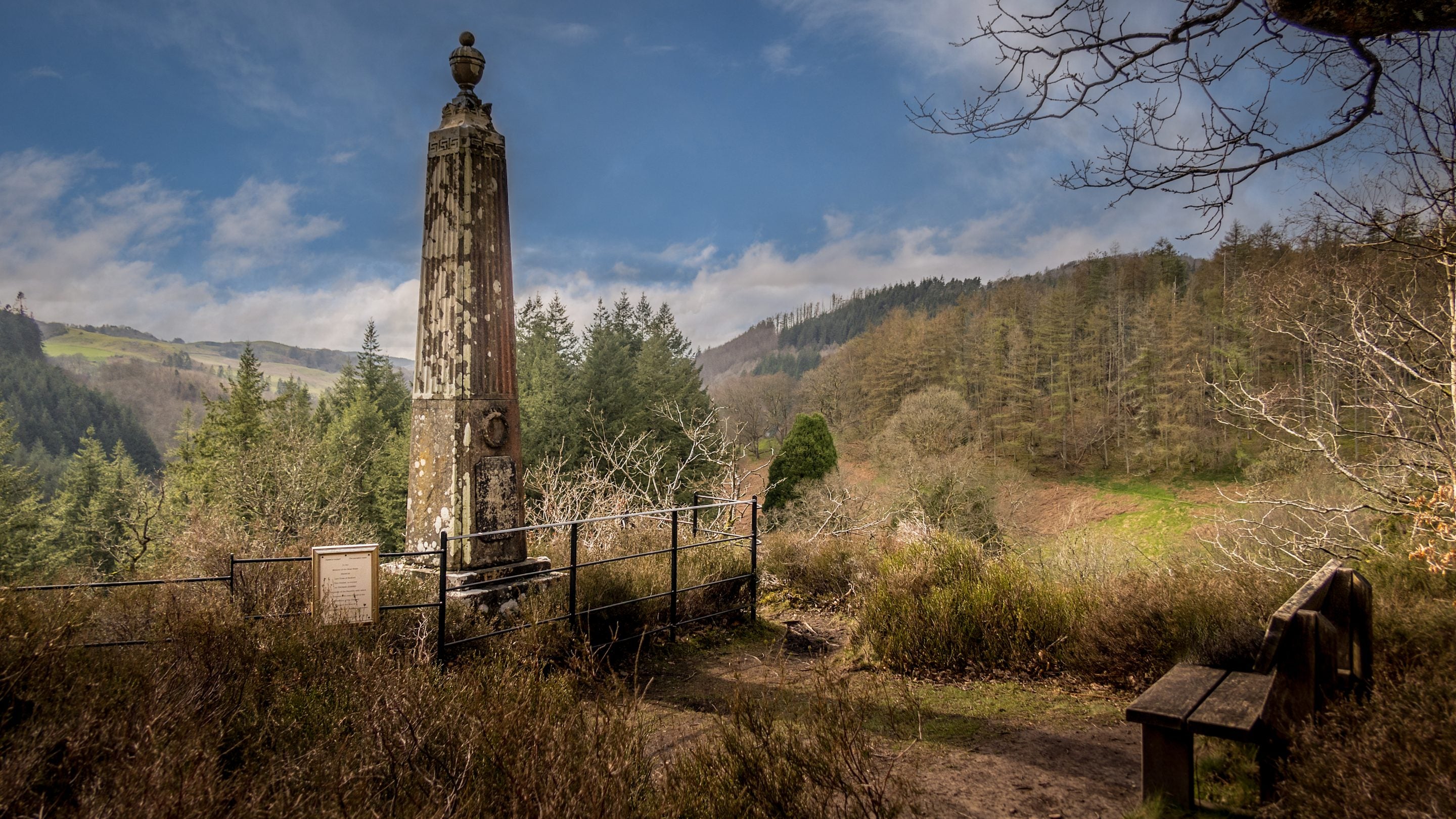 The Bedford Monument on the Hafod Estate in winter, near Hawthorn Cottage, Ceredigion