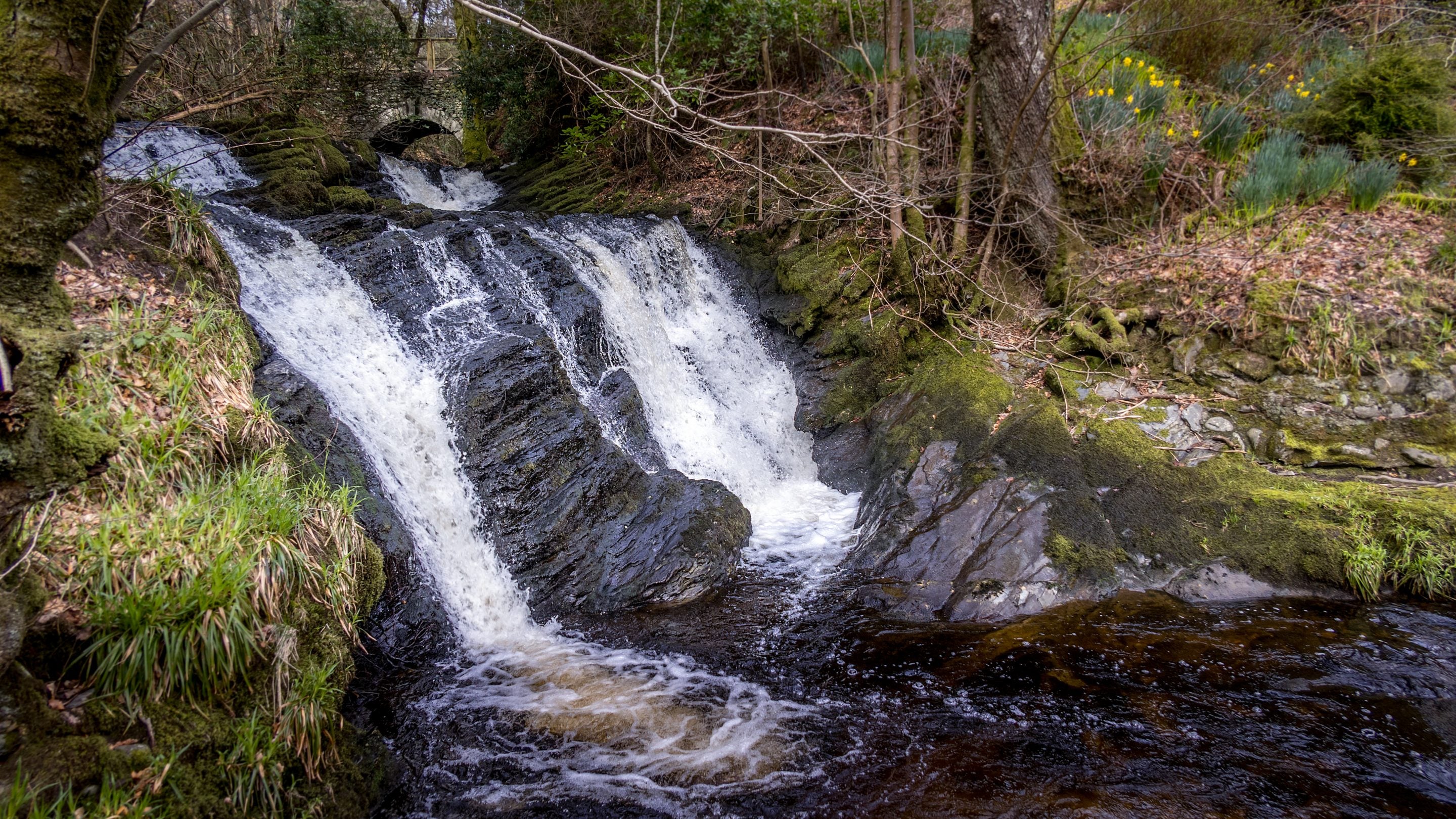 A waterfall on the Hafod Estate, home to Hawthorn Cottage, Ceredigion
