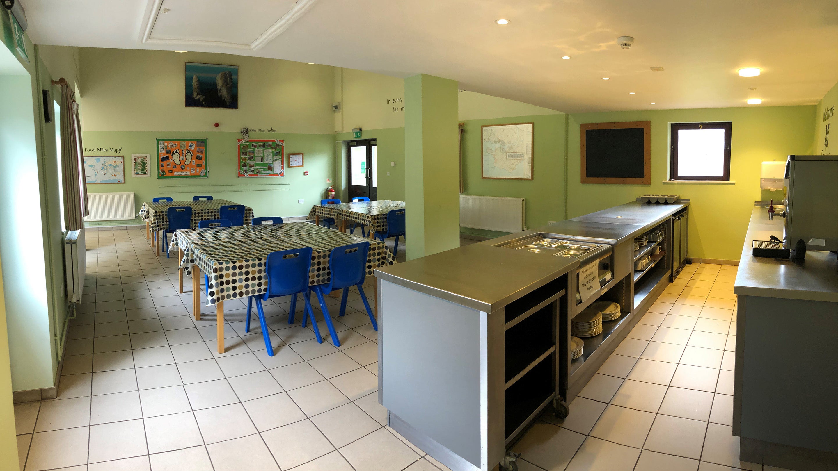 The dining room at Kingfisher Bunkhouse, Pembrokeshire