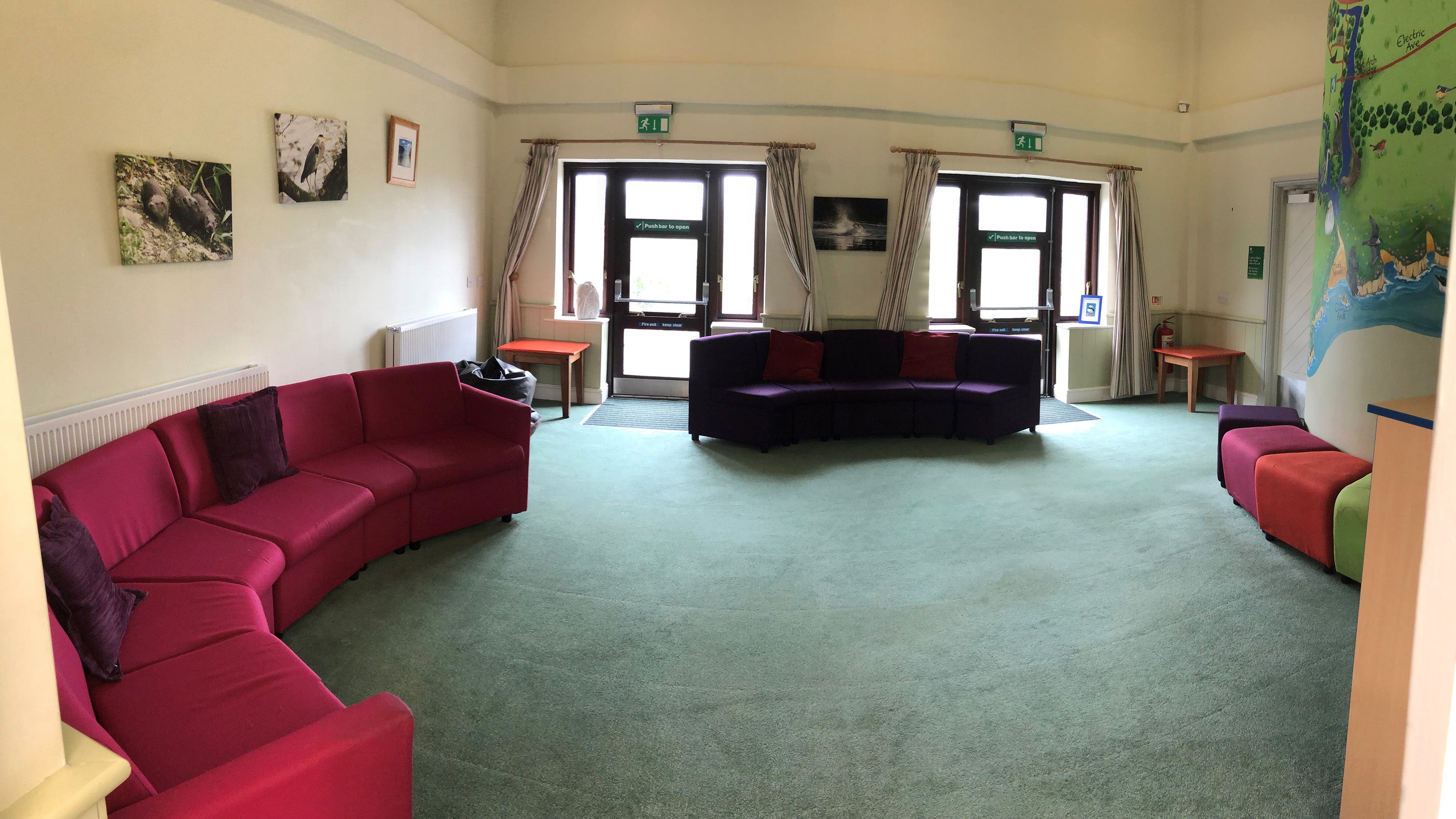 The sitting room at Kingfisher Bunkhouse, Pembrokeshire