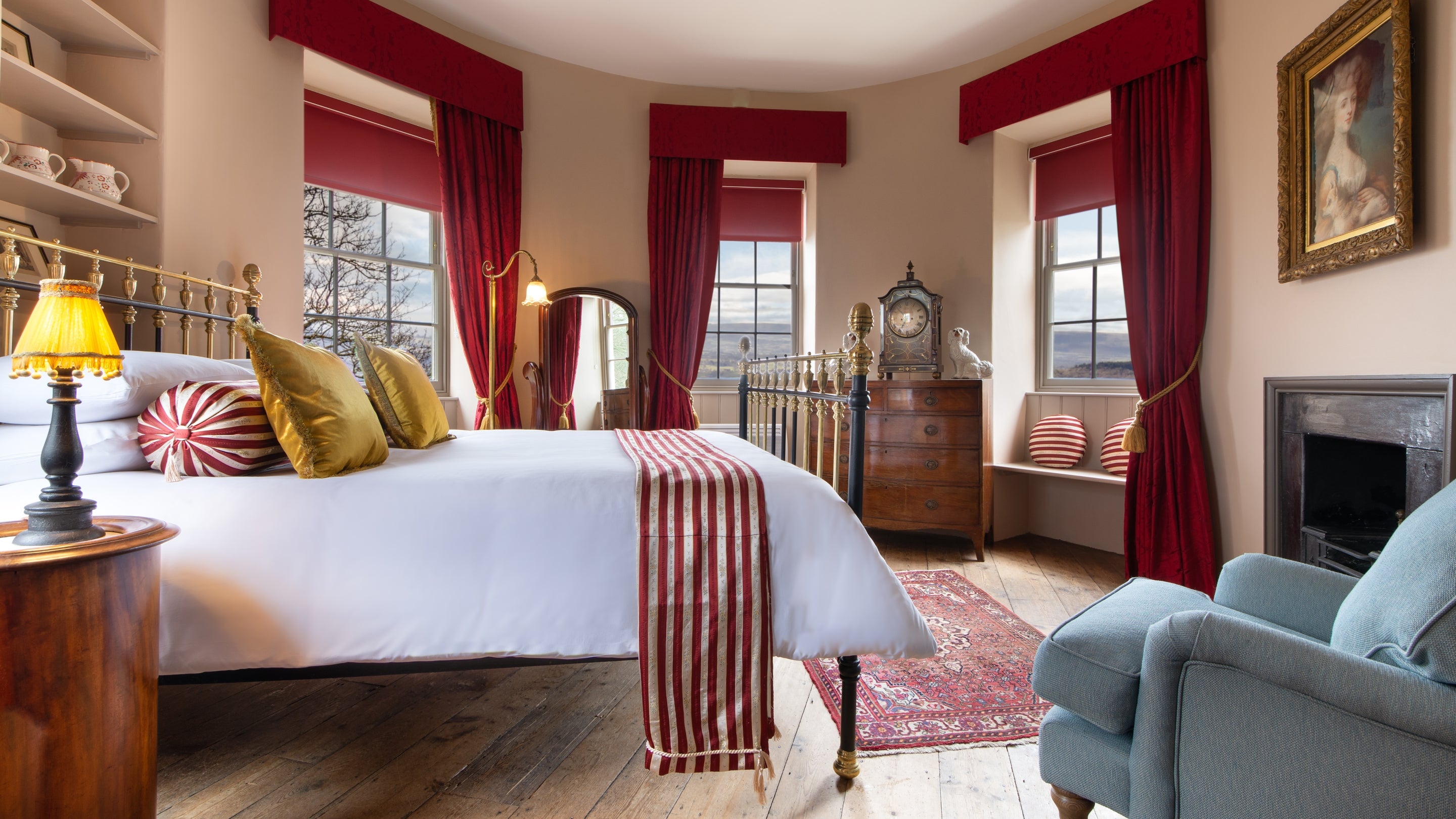 The double bedroom at Kymin Round House, Monmouthshire