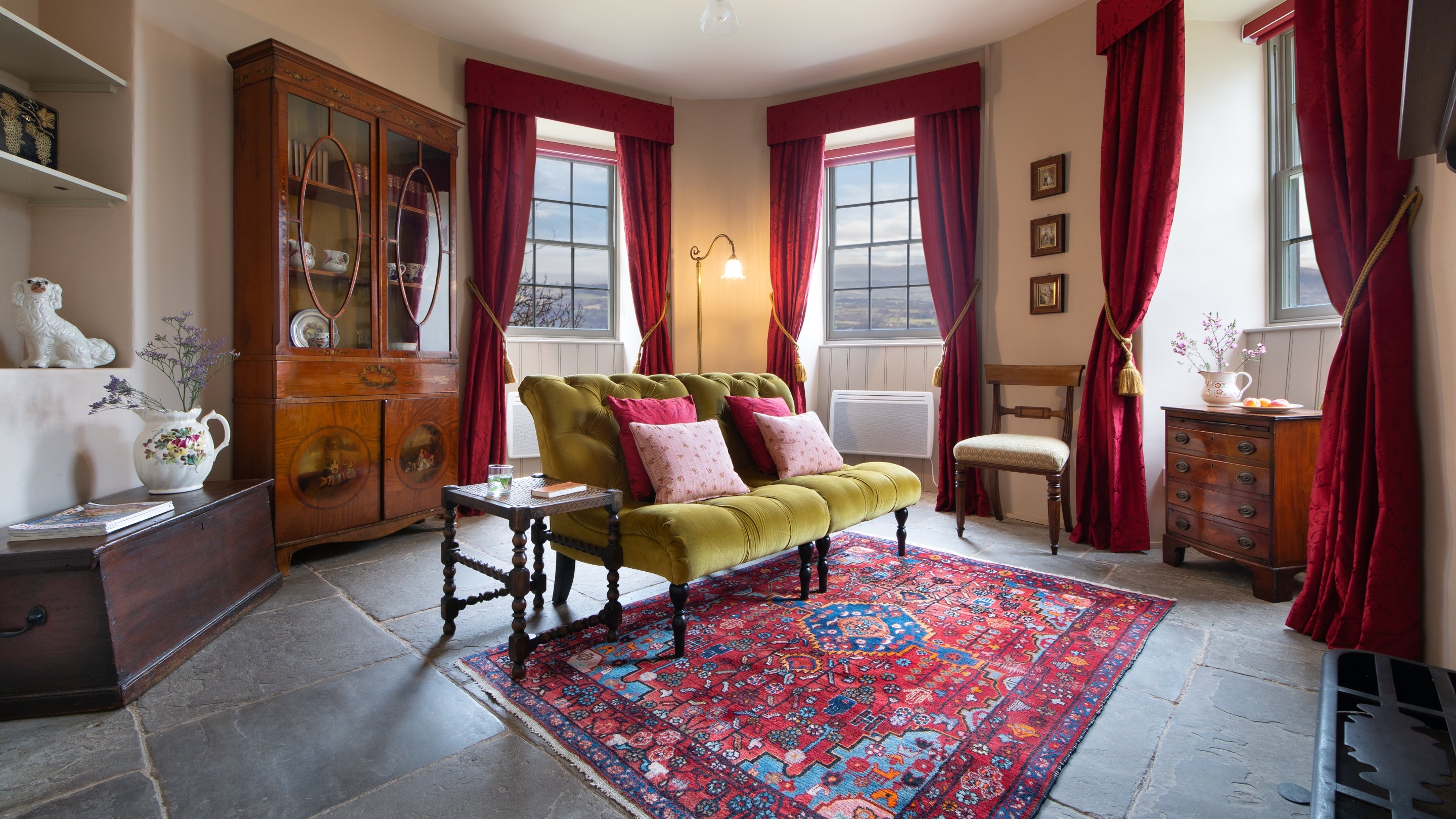 The sitting room at Kymin Round House, Monmouthshire