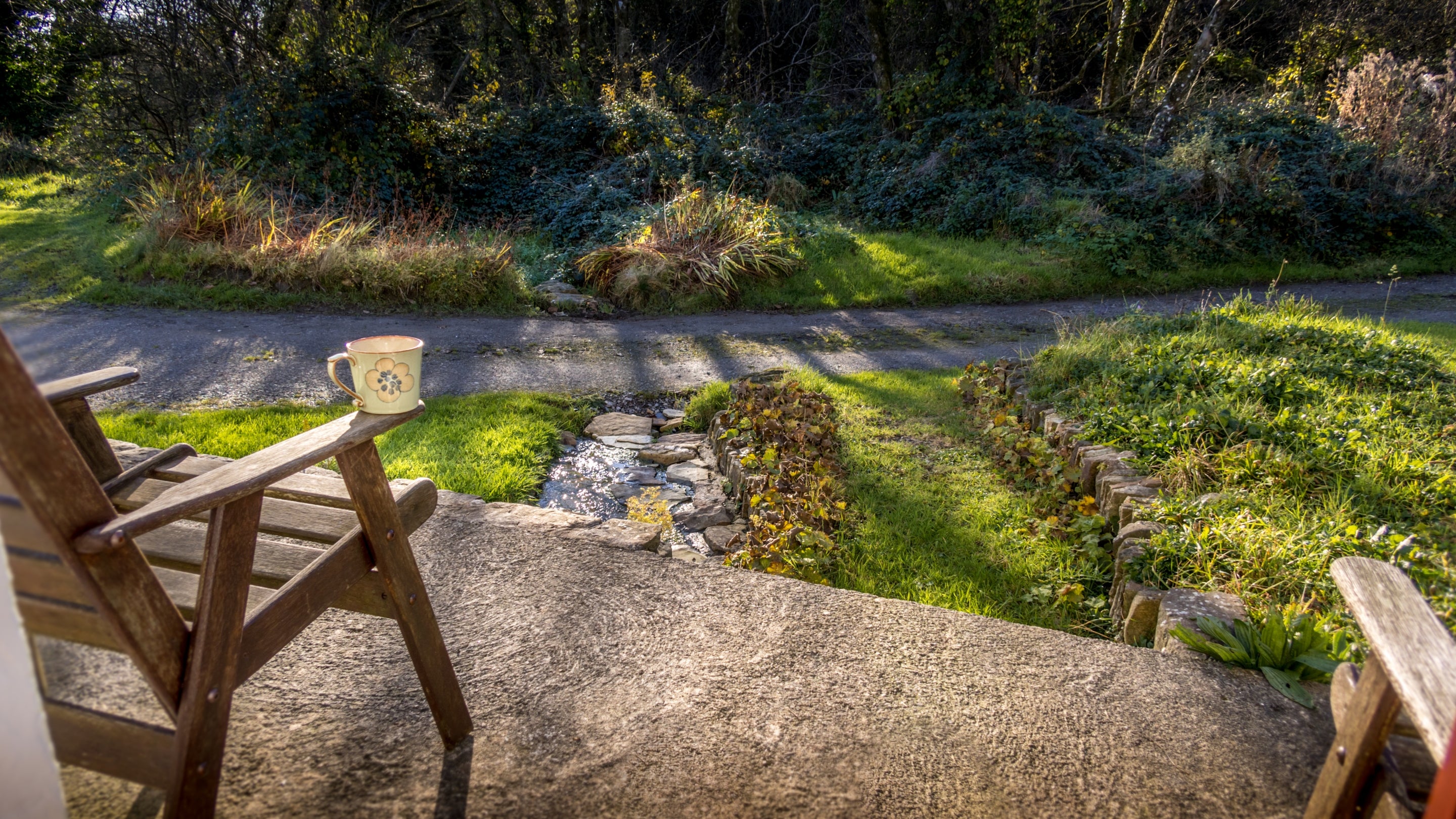 The outdoor seating area at Little Craig-y-borion, Pembrokeshire