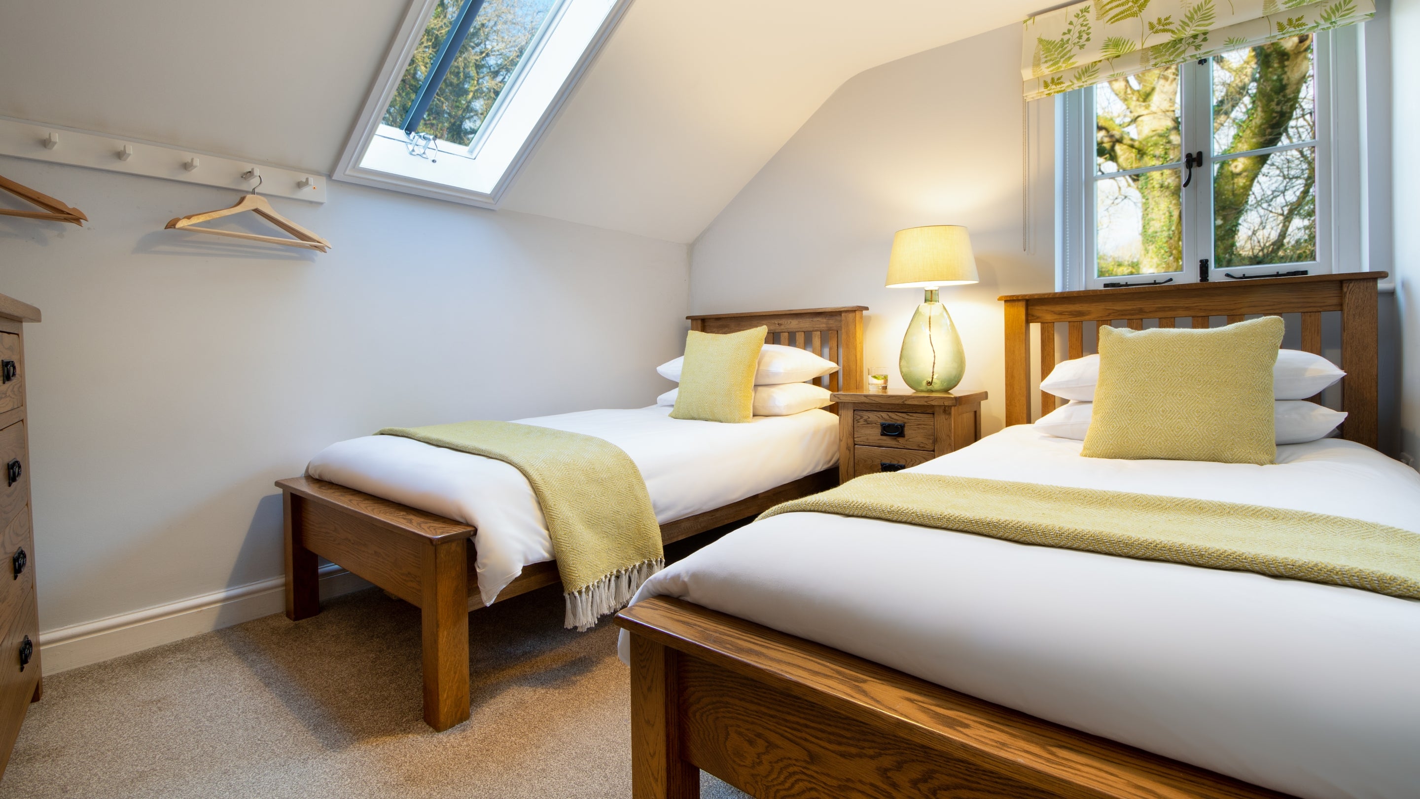 One of the twin bedrooms at Little Craig-y-borion, Pembrokeshire