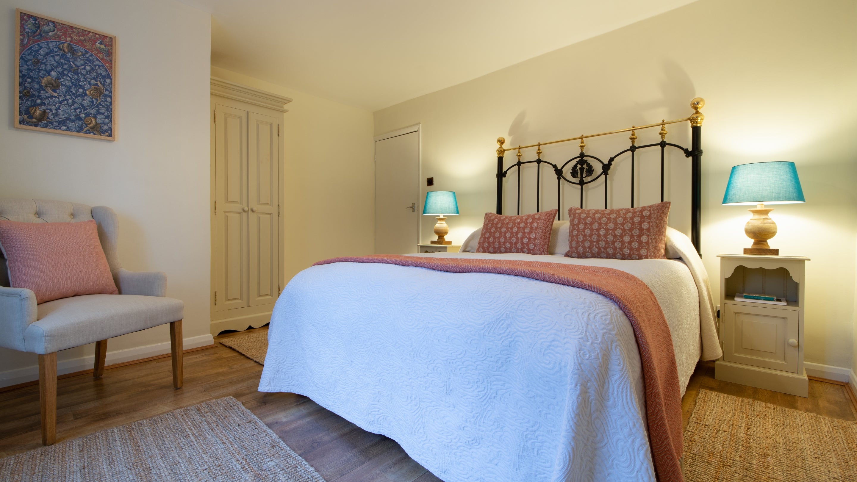 The double bedroom at Little Milford Lodge, Pembrokeshire