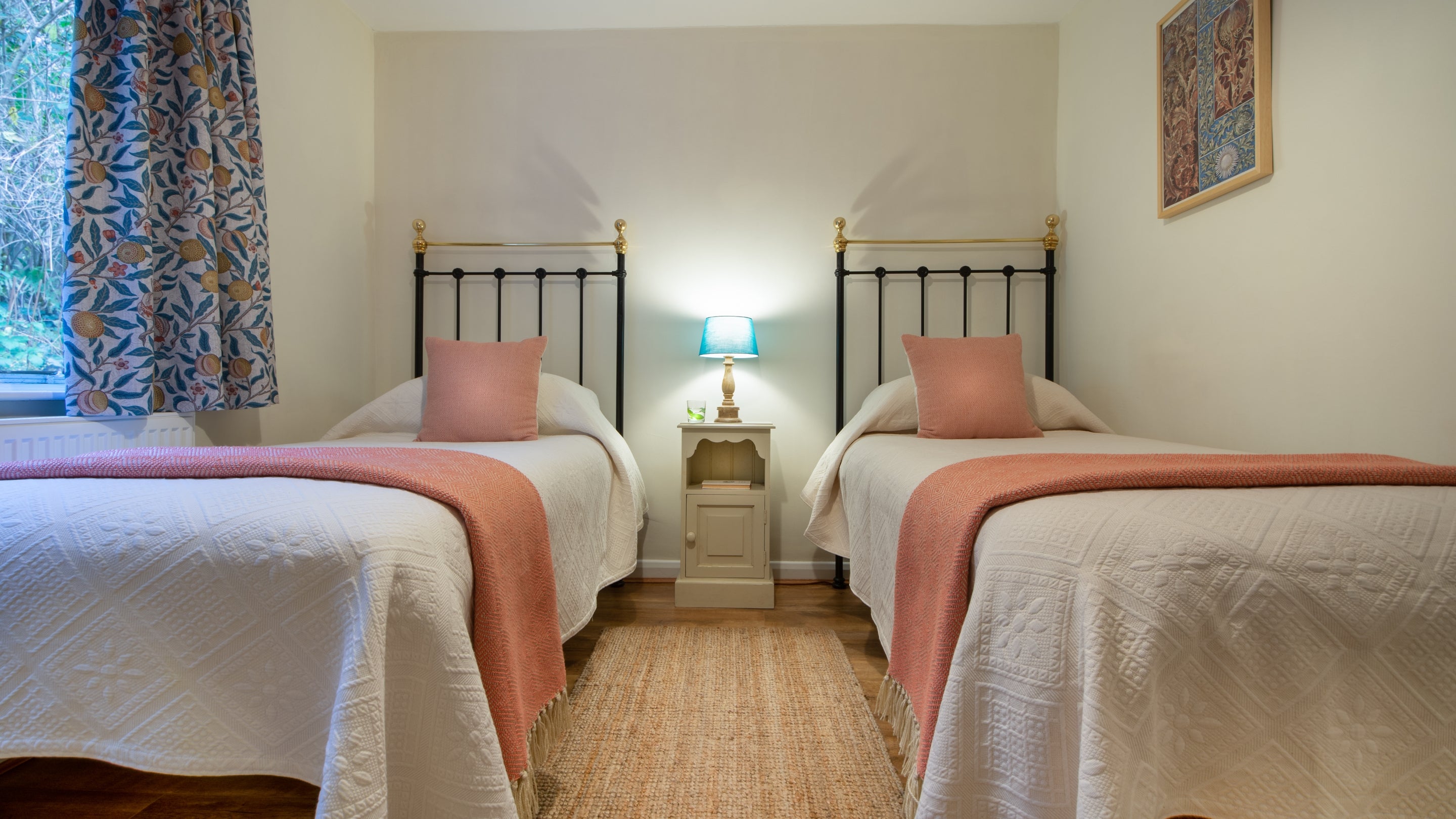 The twin bedroom at Little Milford Lodge, Pembrokeshire