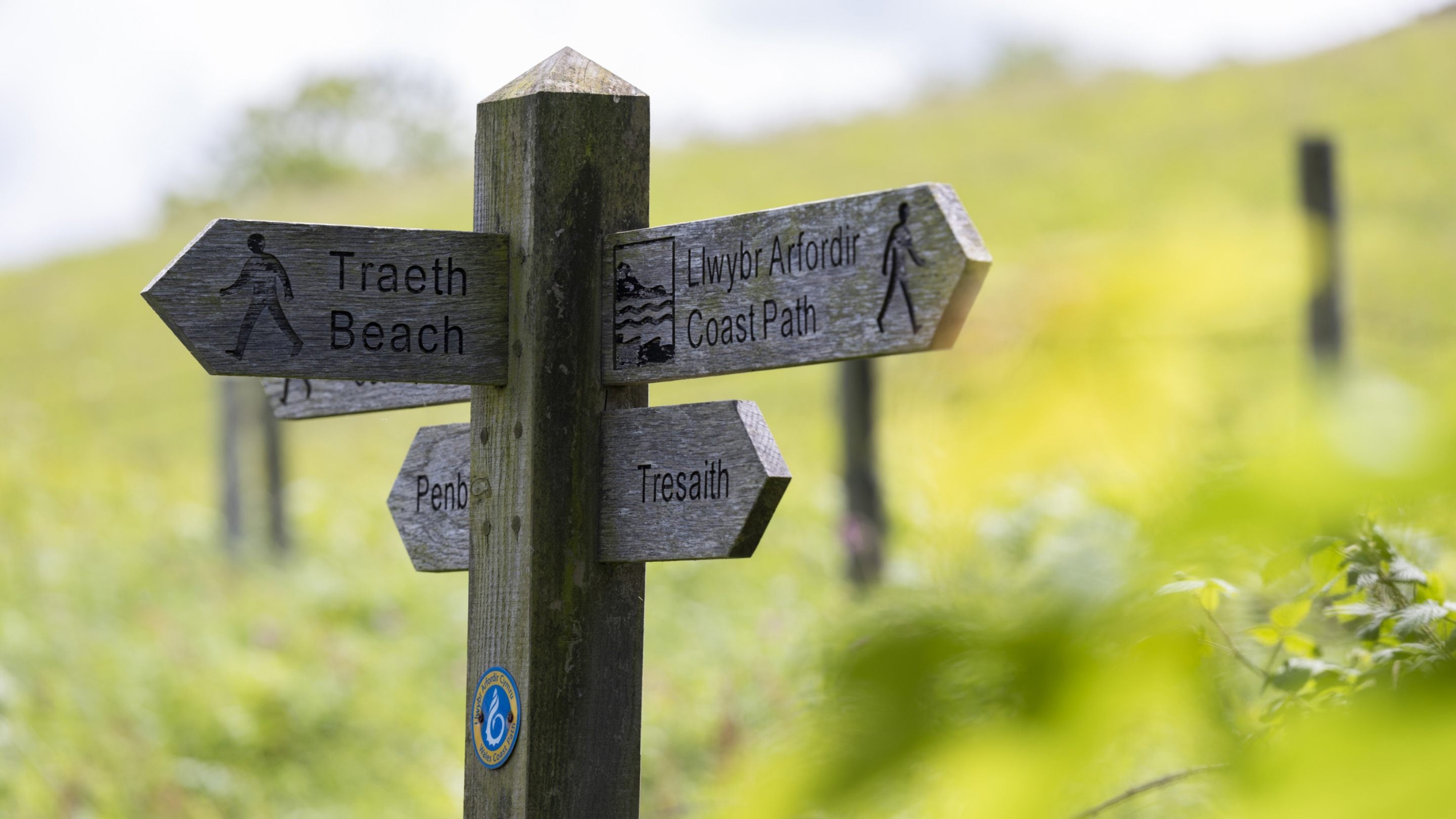 Signpost at Penbryn Bay, Ceredigion, Wales