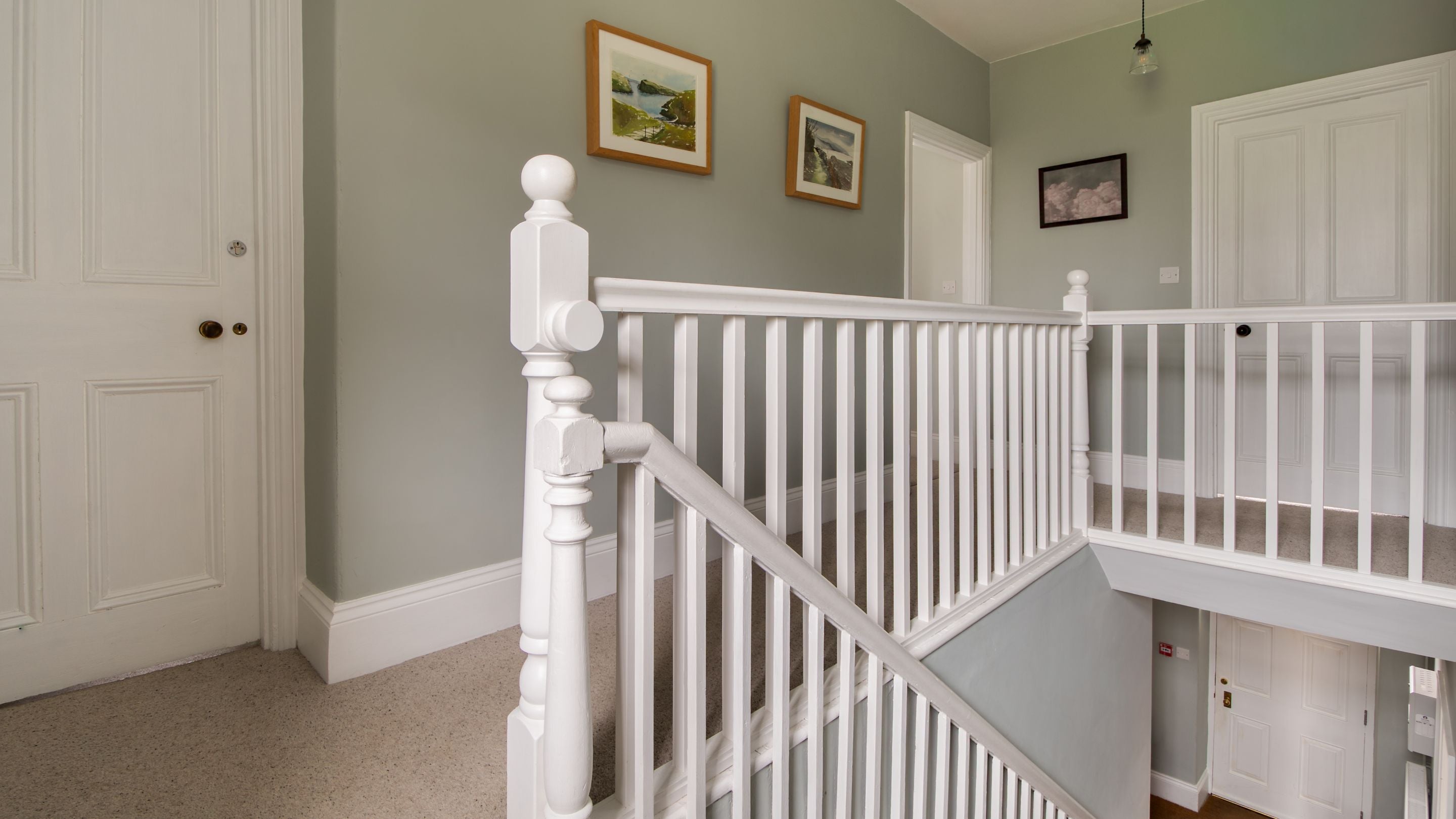 The first-floor landing at Llanborth Farmhouse, Ceredigion