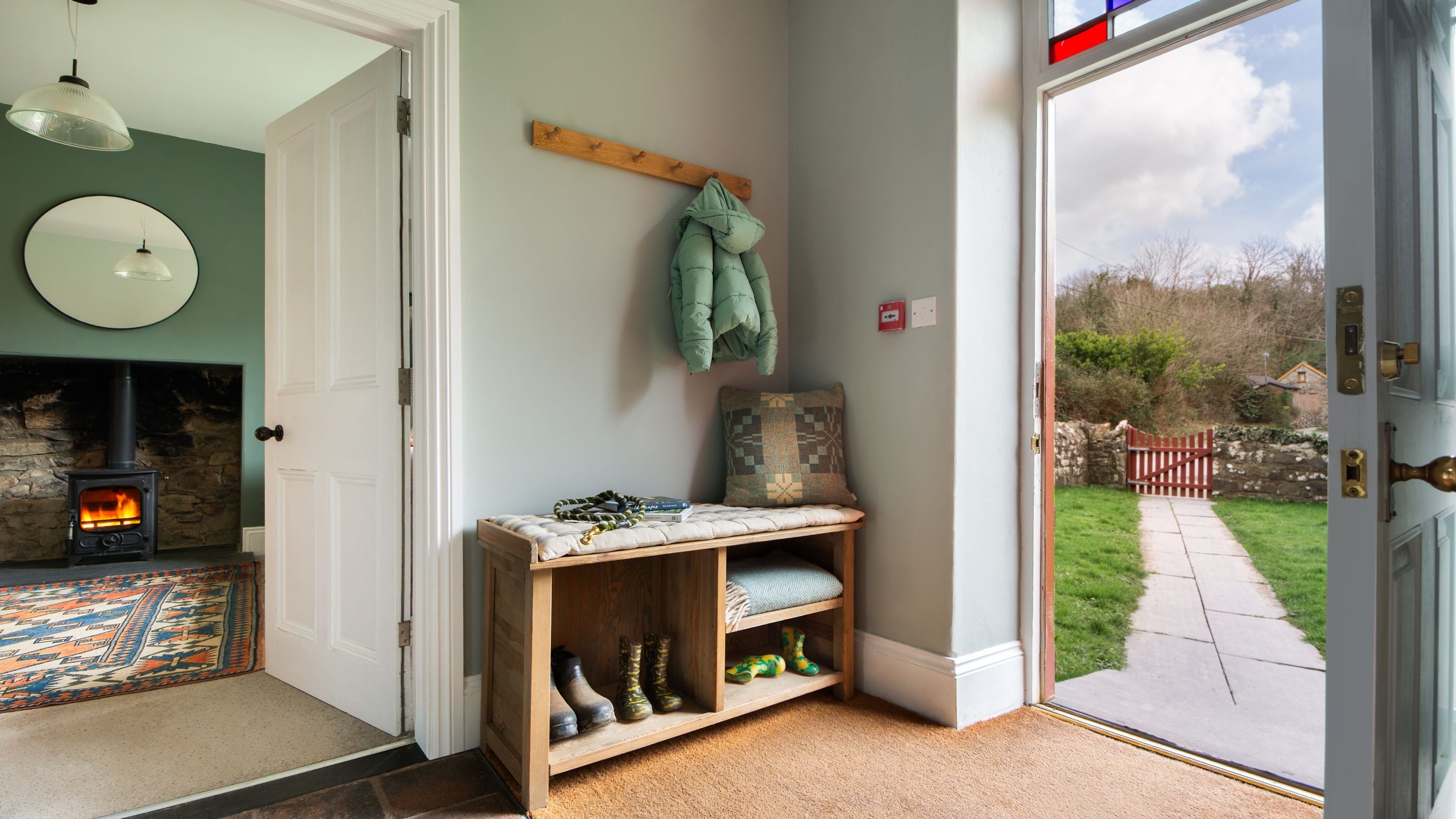 The entrance hallway at Llanborth Farmhouse, Ceredigion