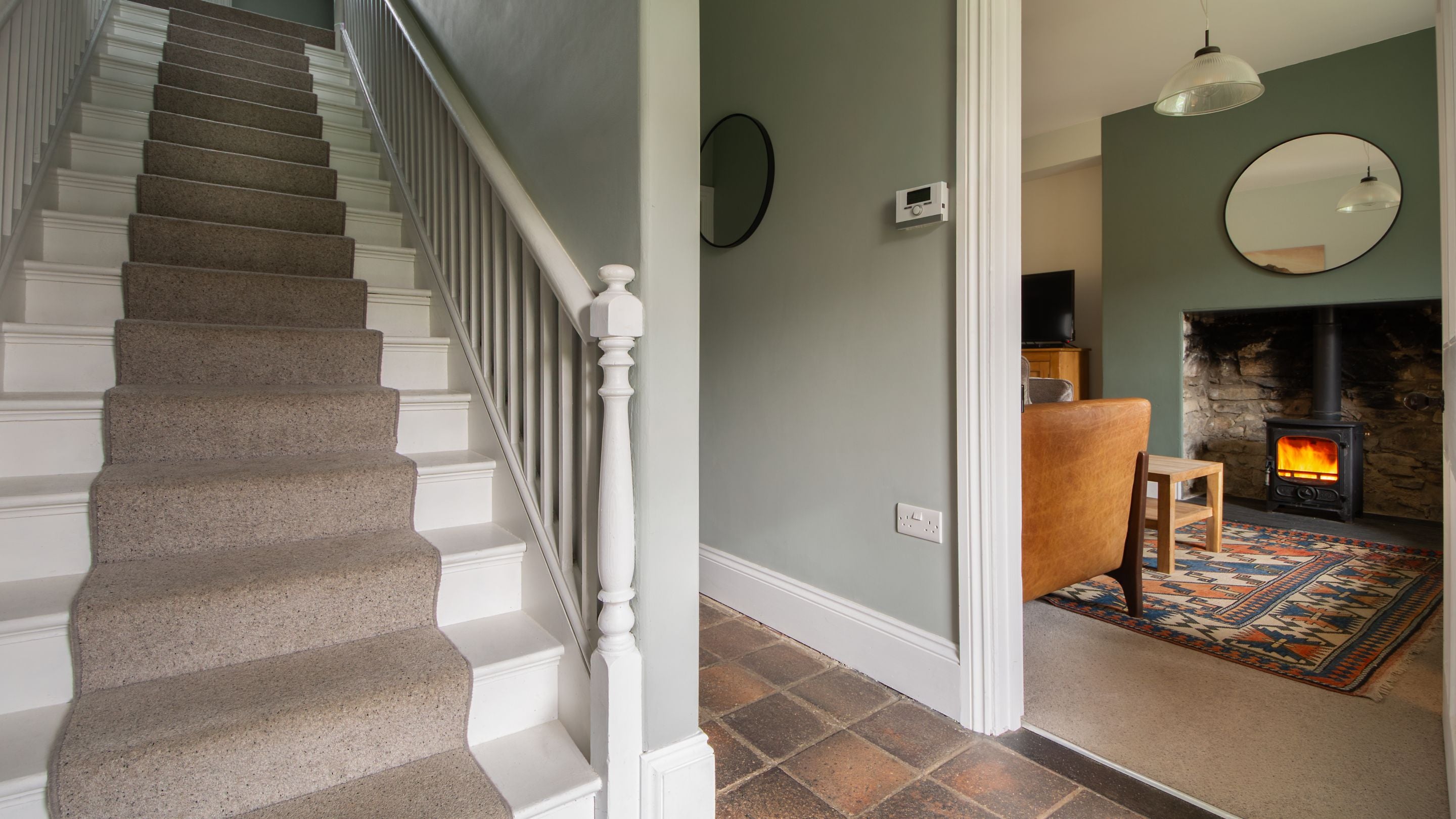 The entrance hallway at Llanborth Farmhouse, Ceredigion