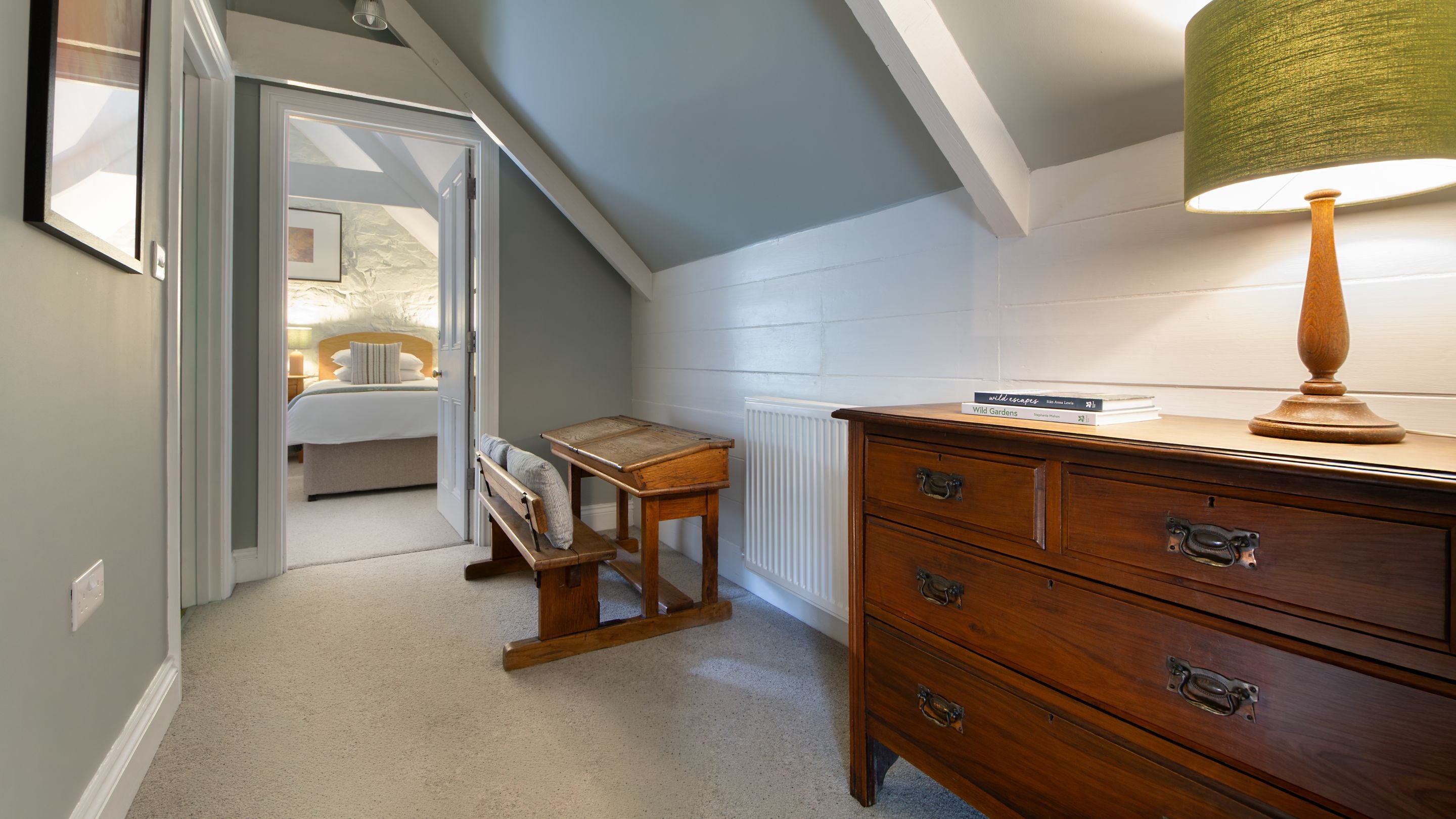 The second-floor landing at Llanborth Farmhouse, Ceredigion