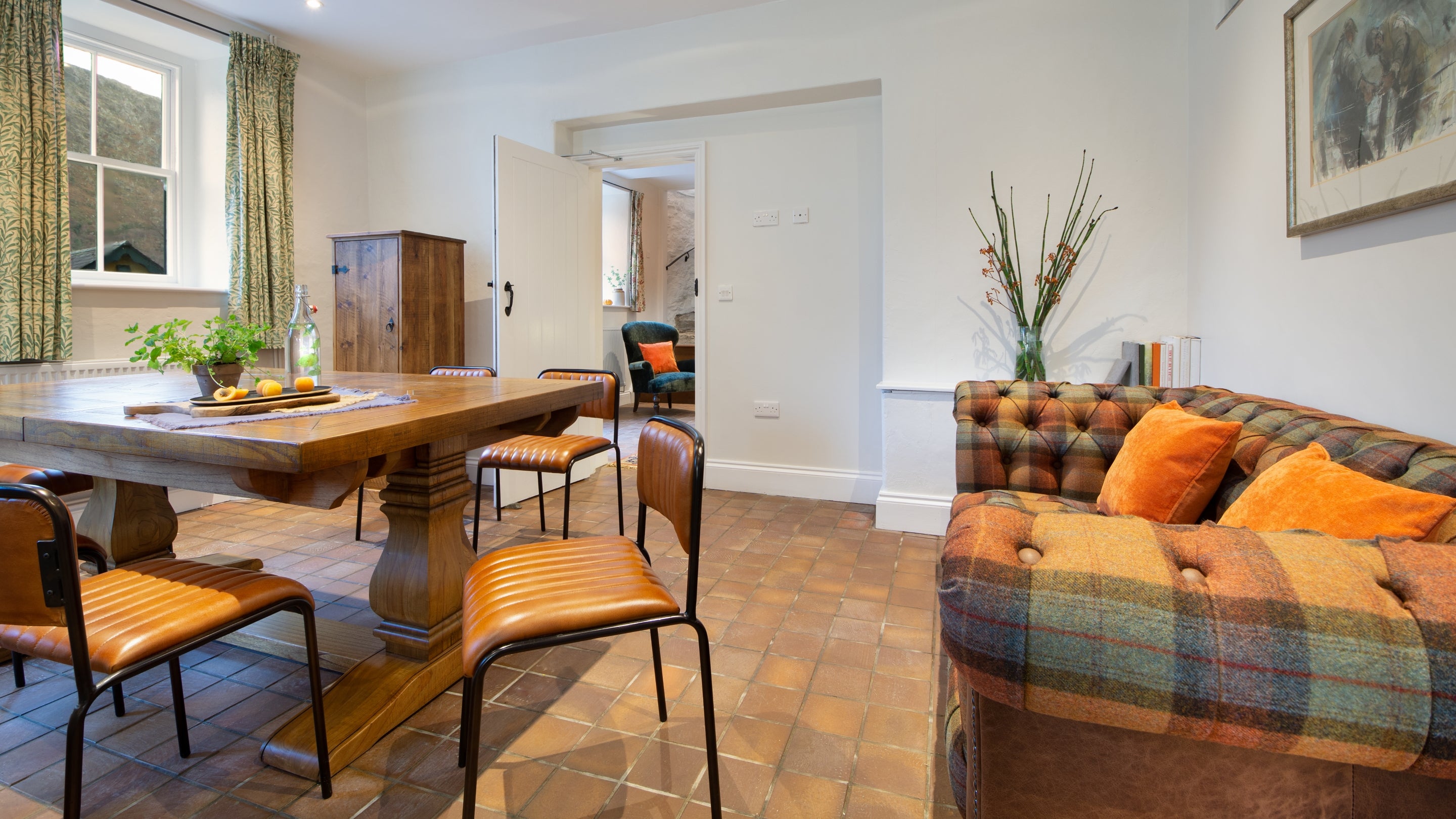 The kitchen and dining room at Llety Mawr, Gwynedd