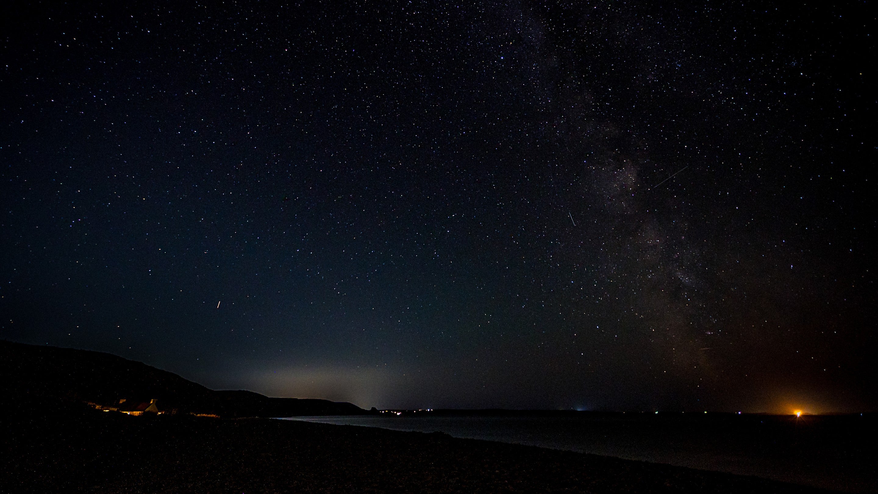 The starry night sky around Newgale Wood Farm, Pembrokeshire
