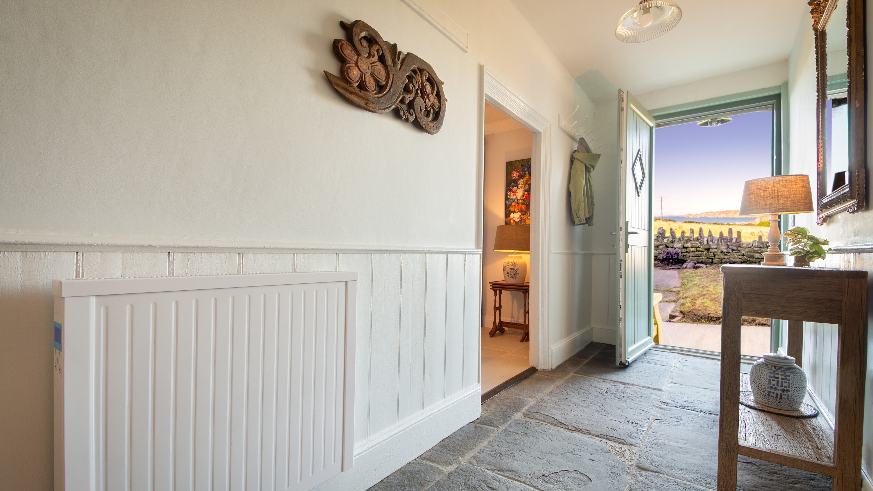 The entrance hall at Newgale Wood Farm, Pembrokeshire