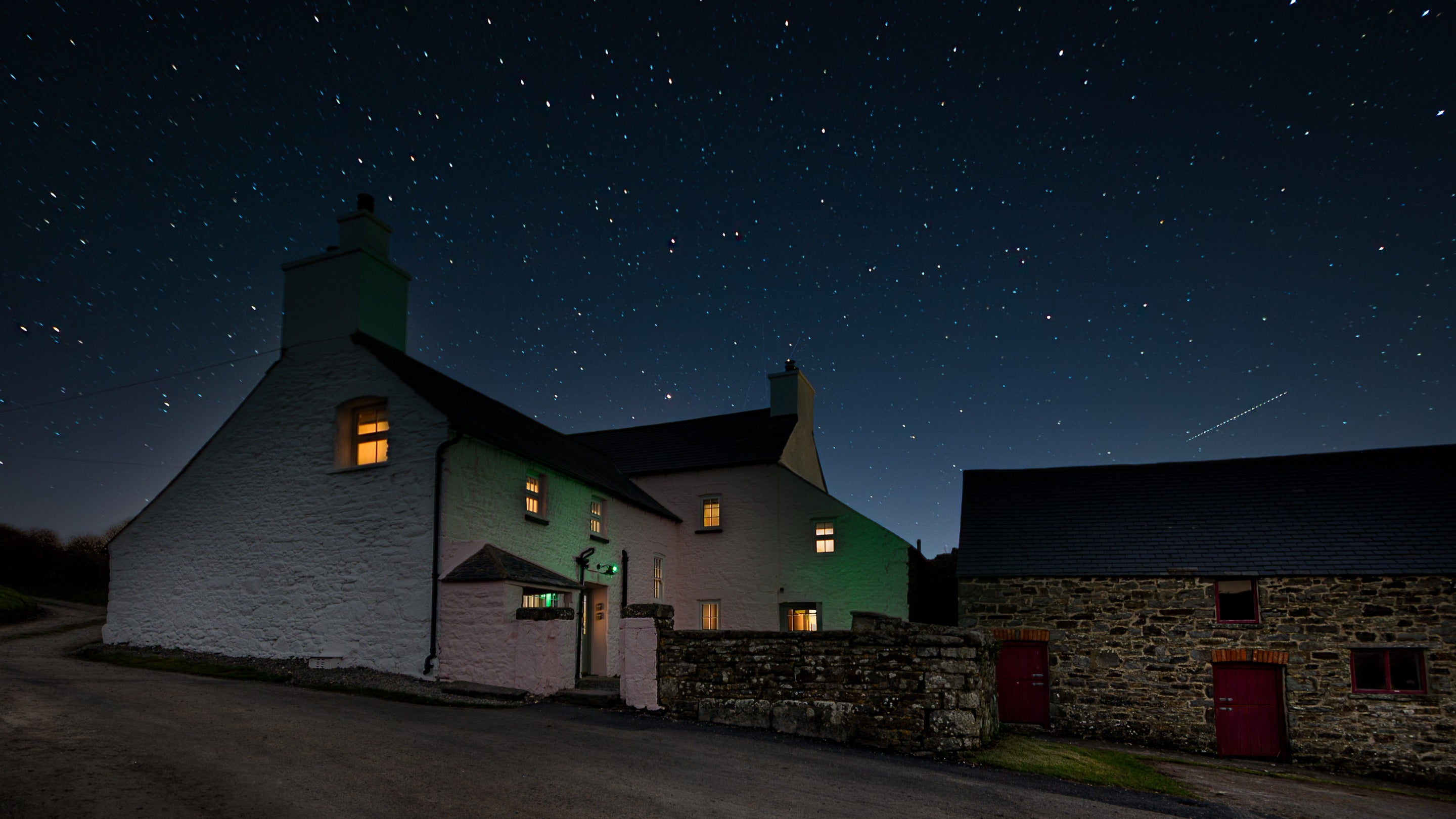 A starry sky on a clear night at Newgale Wood Farm, Pembrokeshire