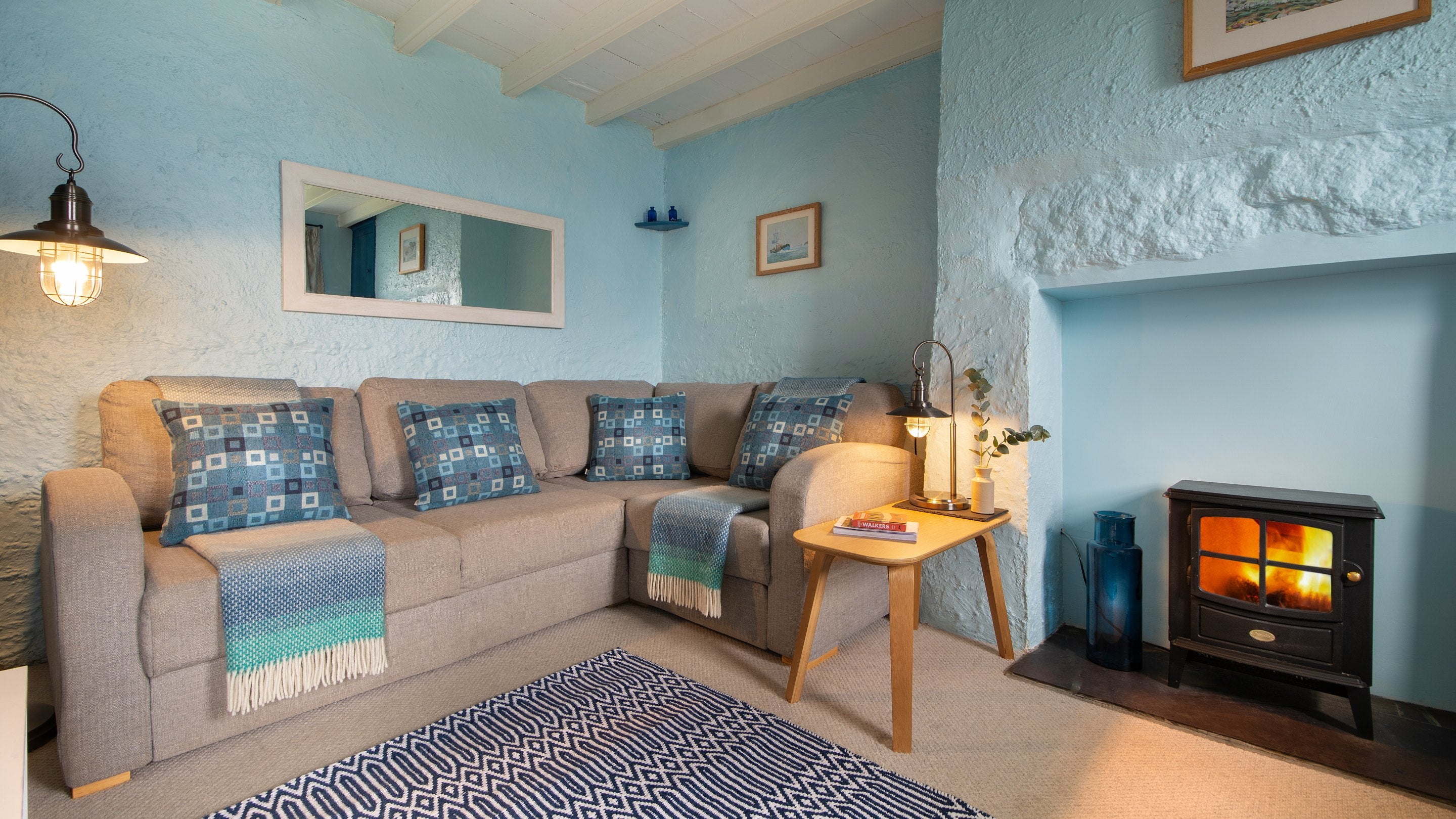 The sitting and dining room at Pant Rhiw Cottage, Gwynedd