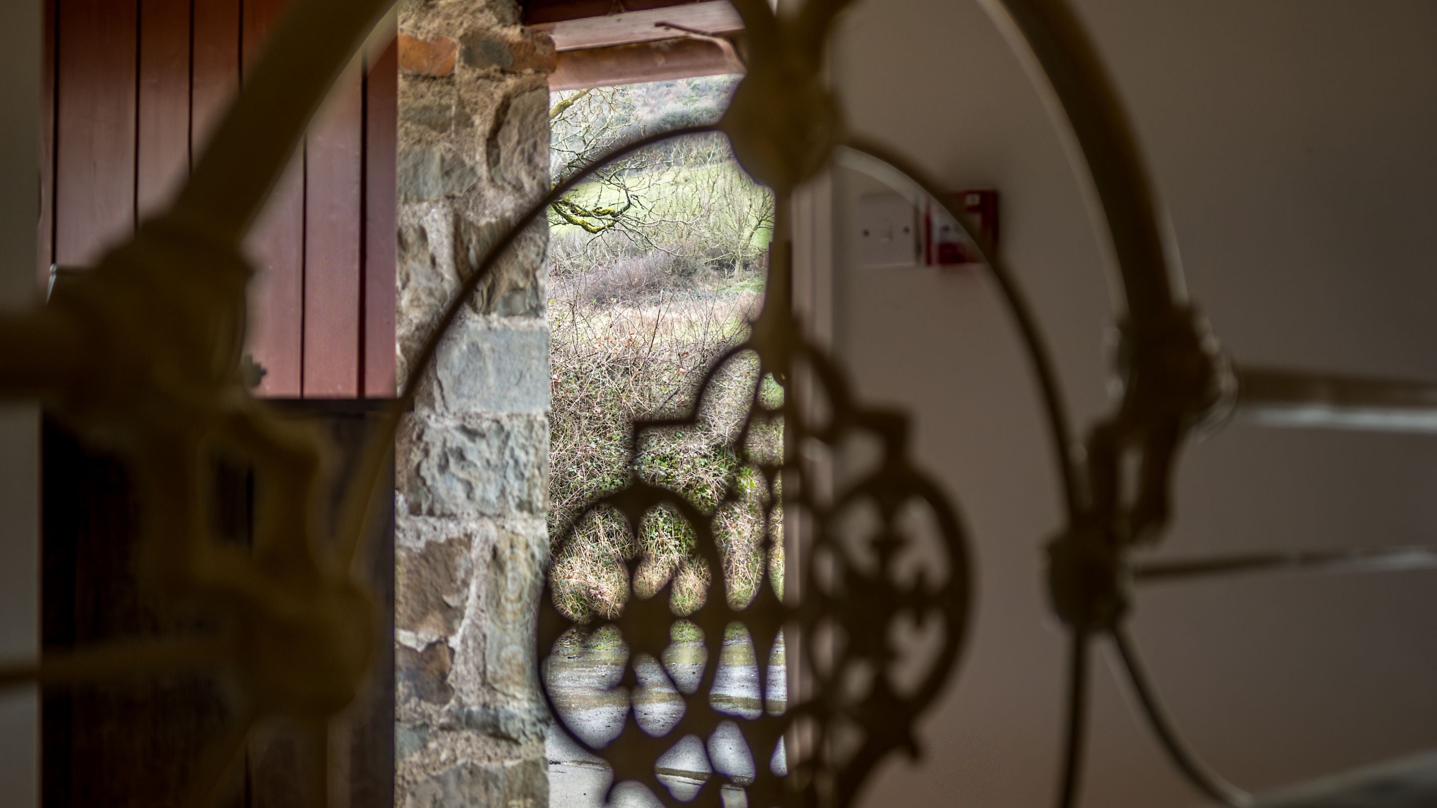 The external door in the bedroom at Penbryn Cottage, Ceredigion