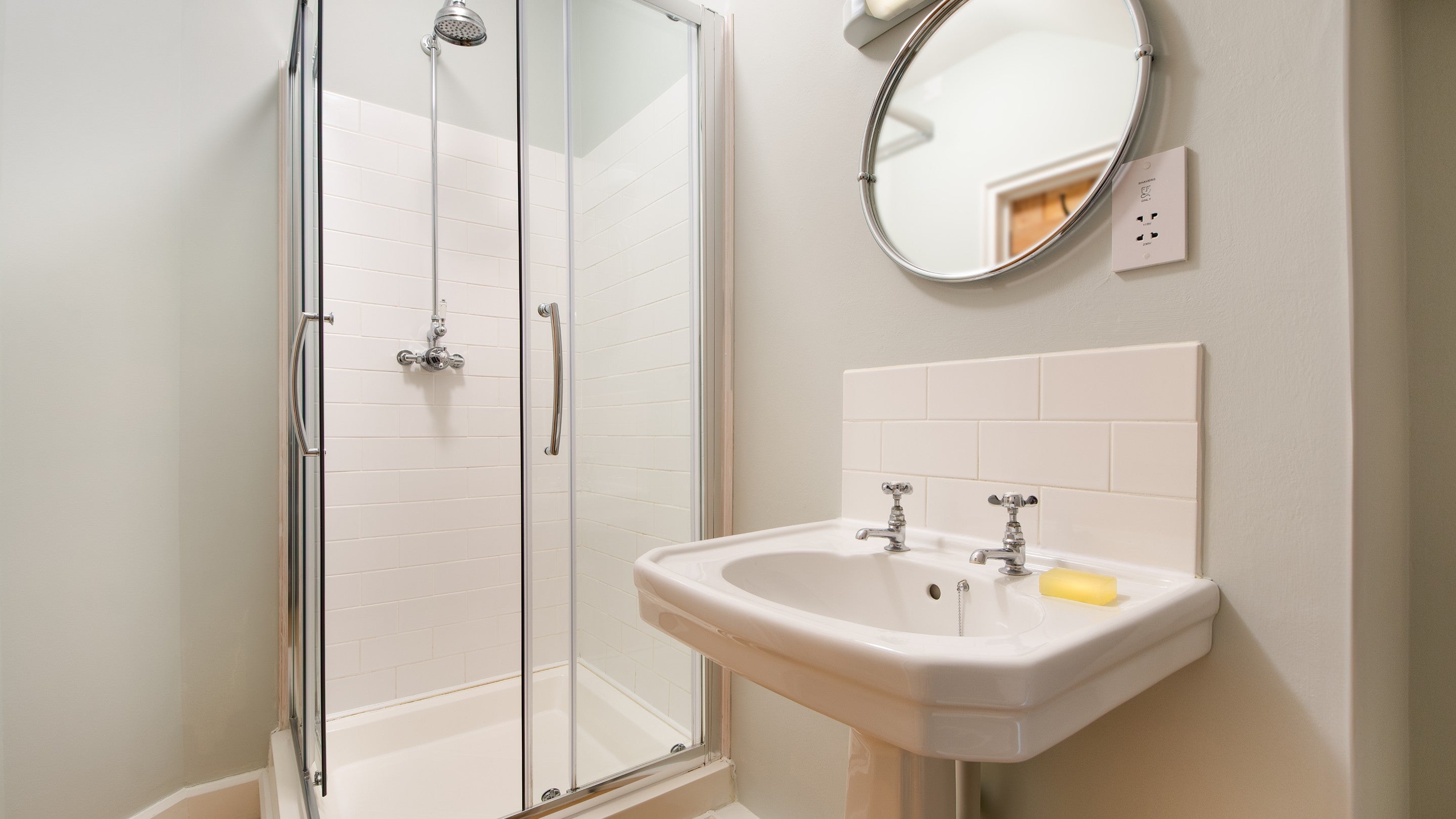 One of the en-suite shower rooms on the first floor of Penparc, Carmarthenshire