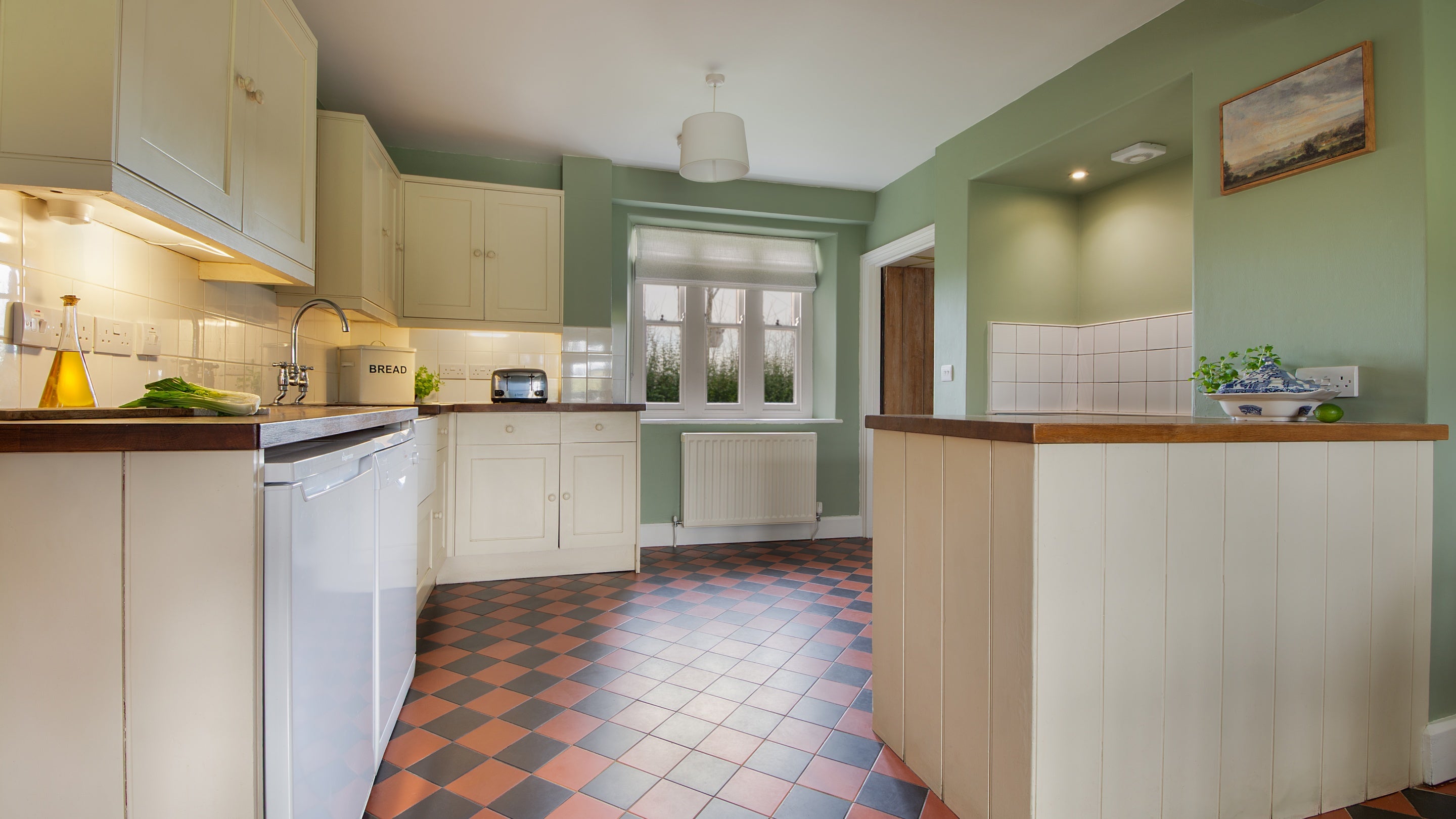 The open-plan kitchen and dining room at Penparc, Carmarthenshire