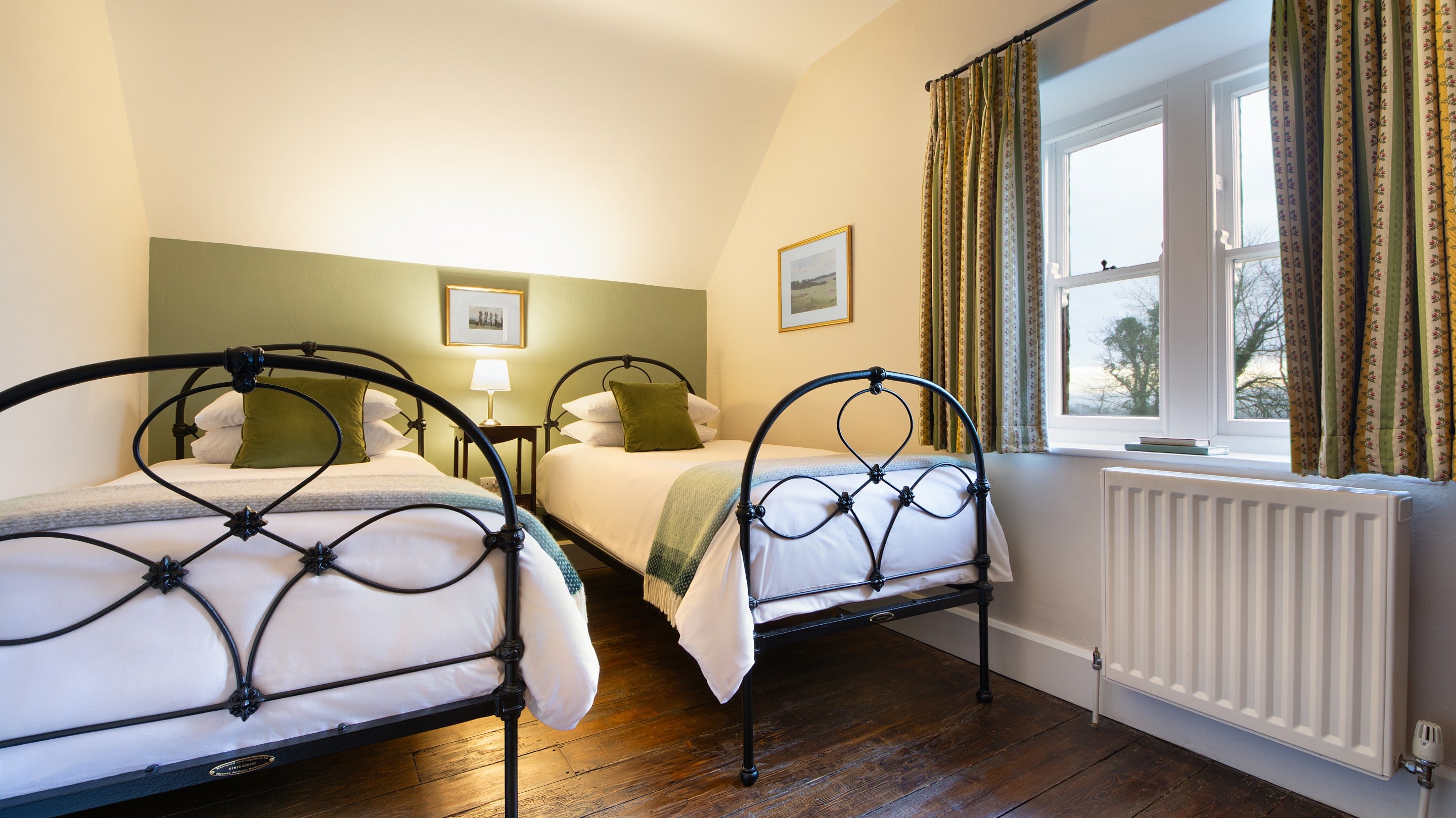 One of the twin bedrooms at Penparc, Carmarthenshire