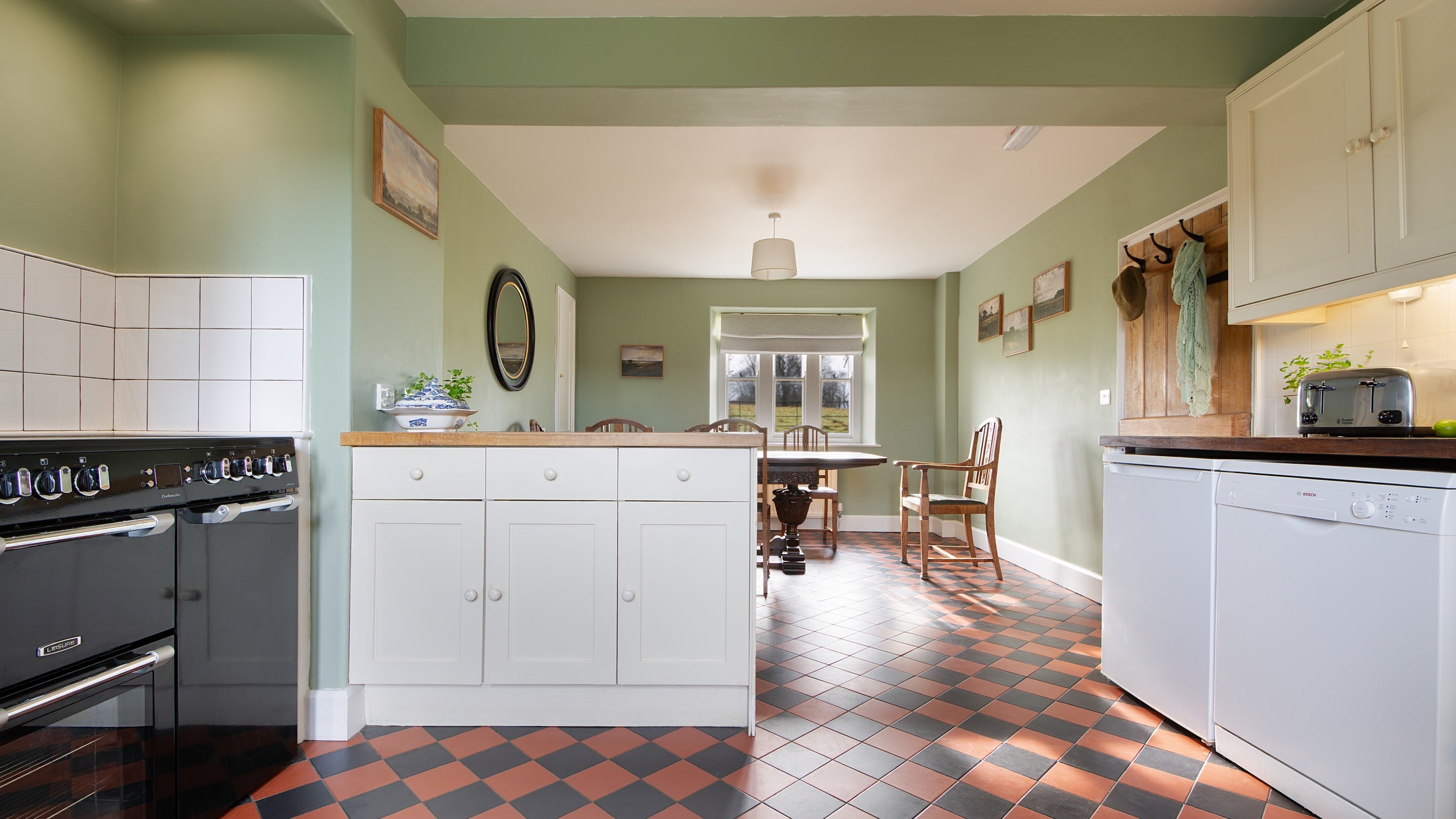 The open-plan kitchen and dining room at Penparc, Carmarthenshire