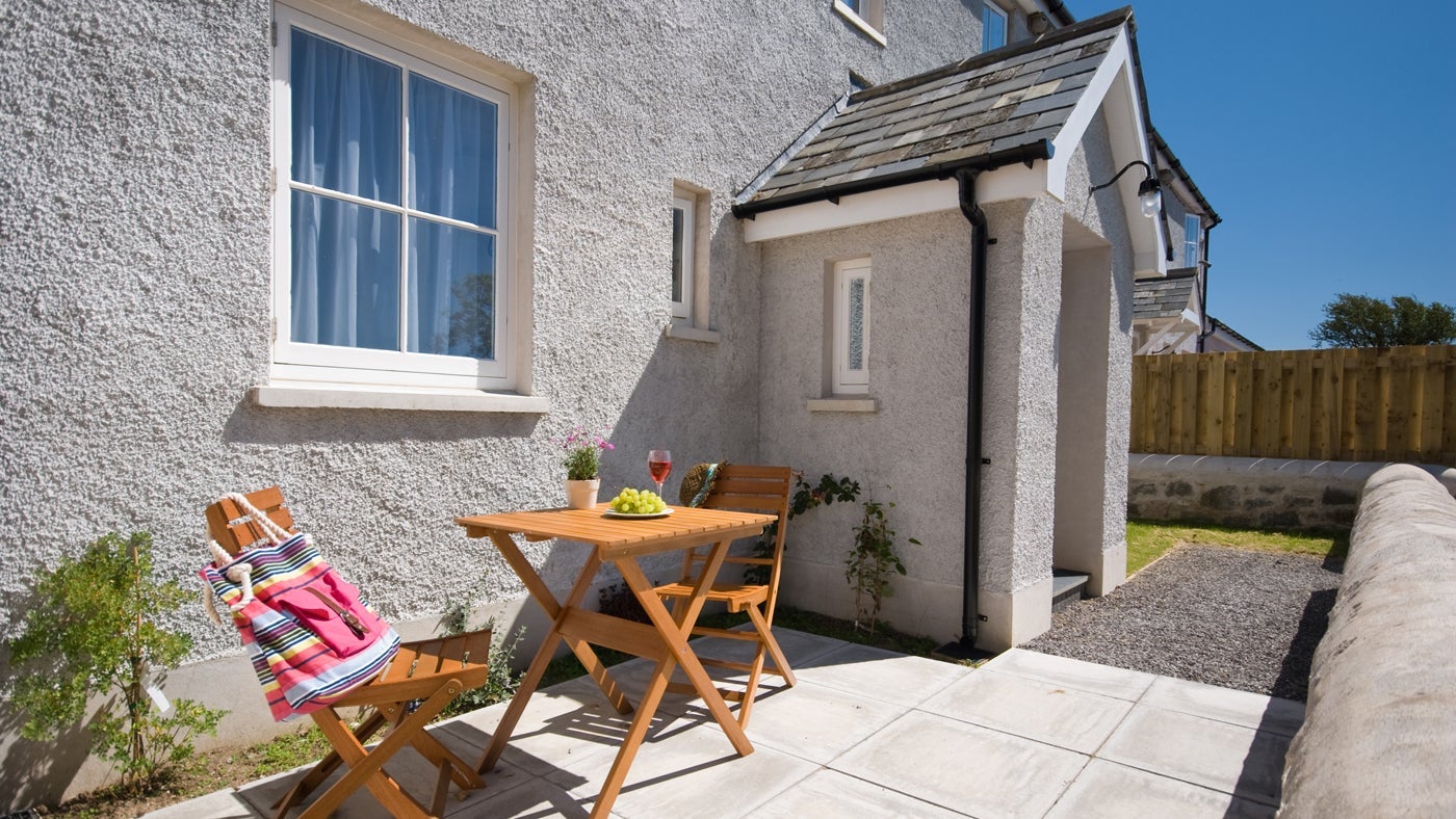 The outside seating area at South Pilton Green Farmhouse, Rhossili, Swansea