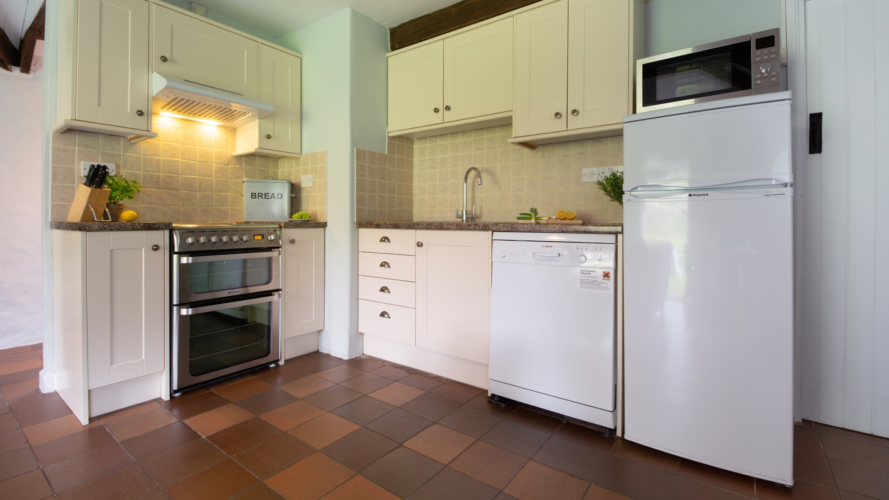 The kitchen area at Stackpole Byre 2, Pembrokeshire