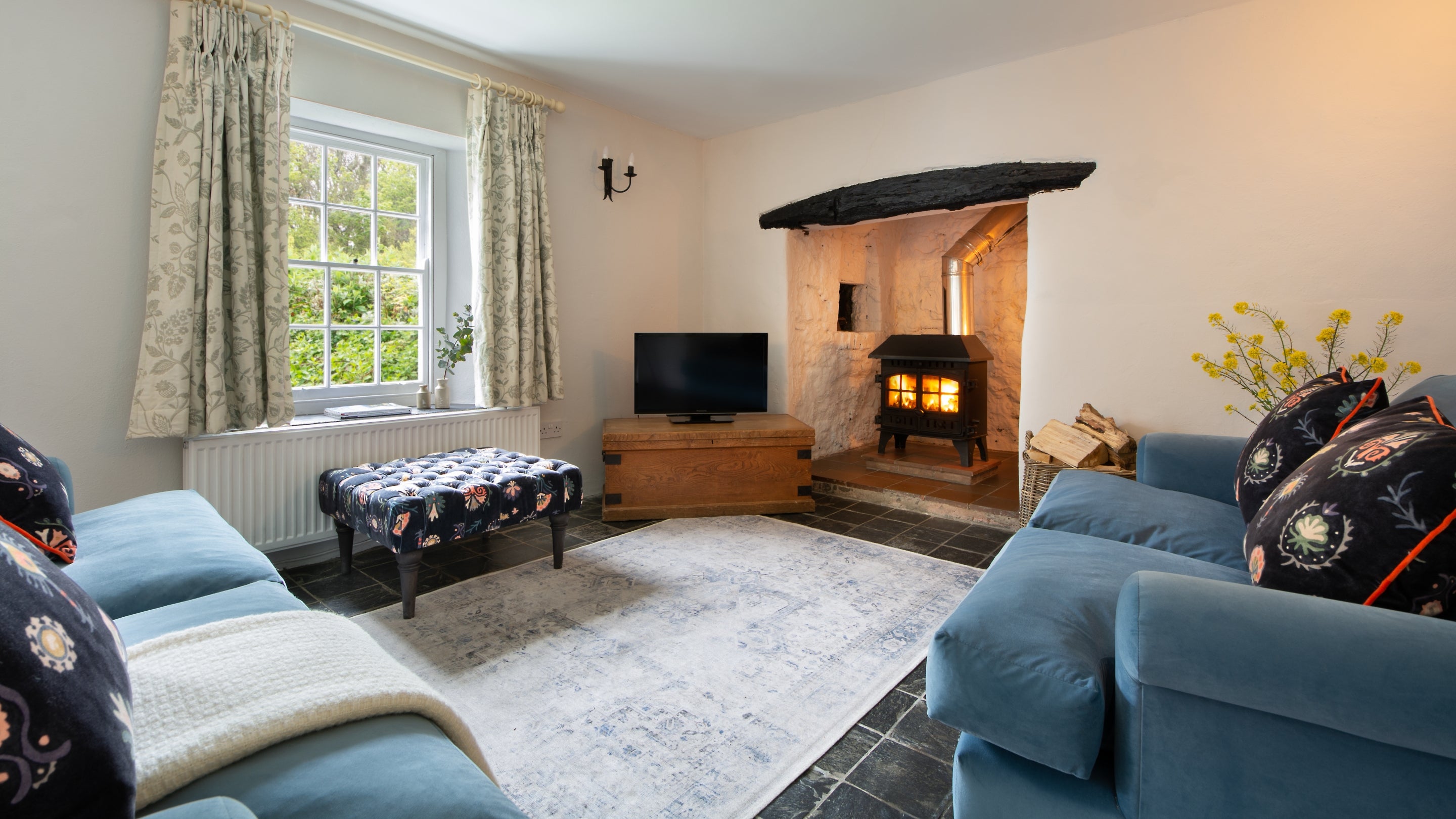 The sitting room at Stackpole Cottage, Pembrokeshire