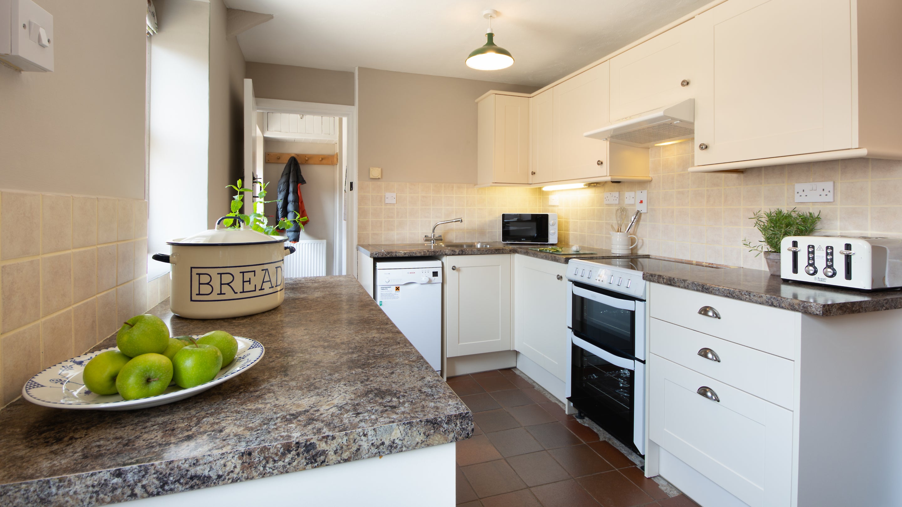The kitchen area at Stackpole Dairy Cottage, Pembrokeshire