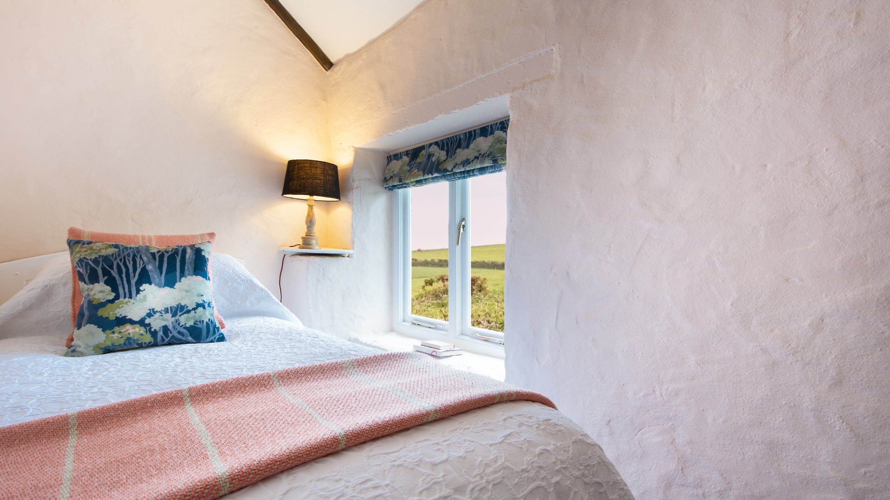 The single bedroom at Stackpole Granary, Pembrokeshire