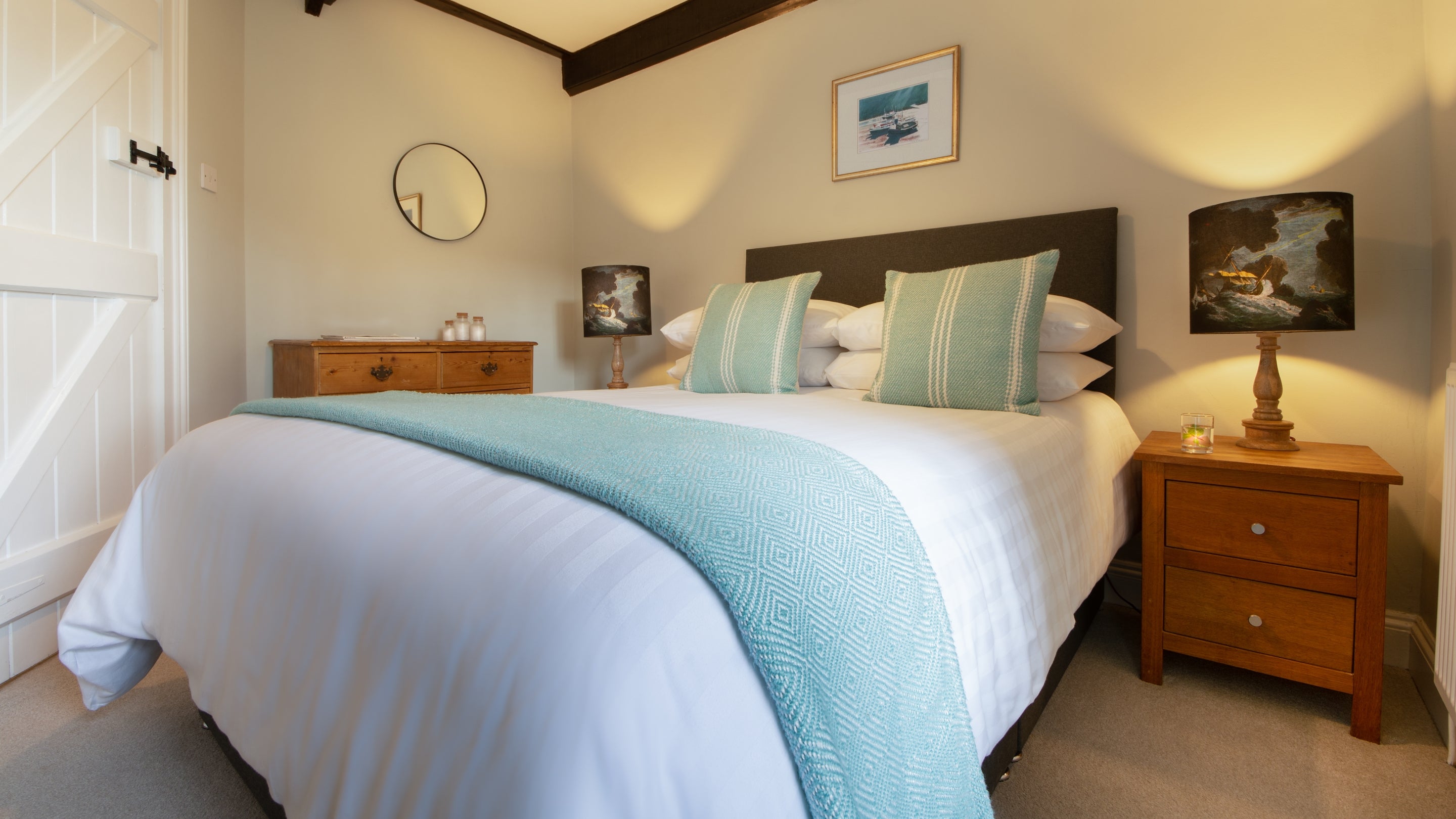 The double bedroom at Stackpole Quay Cottage 1, Pembrokeshire